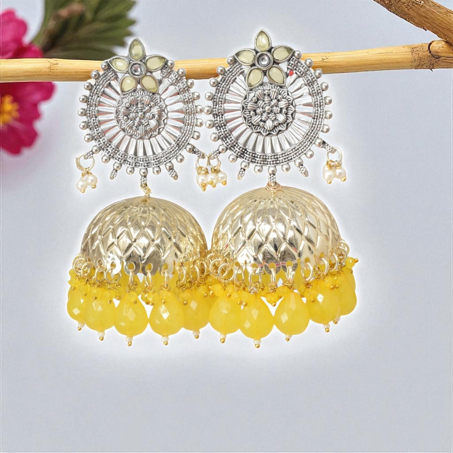 oxidised earring, german silver earrings, silver jhumka earring for women, oxidised jhumka for women, jhumka for women, traditional jhumka for women, Navratri earrings, Navratri jewellery, jhumka