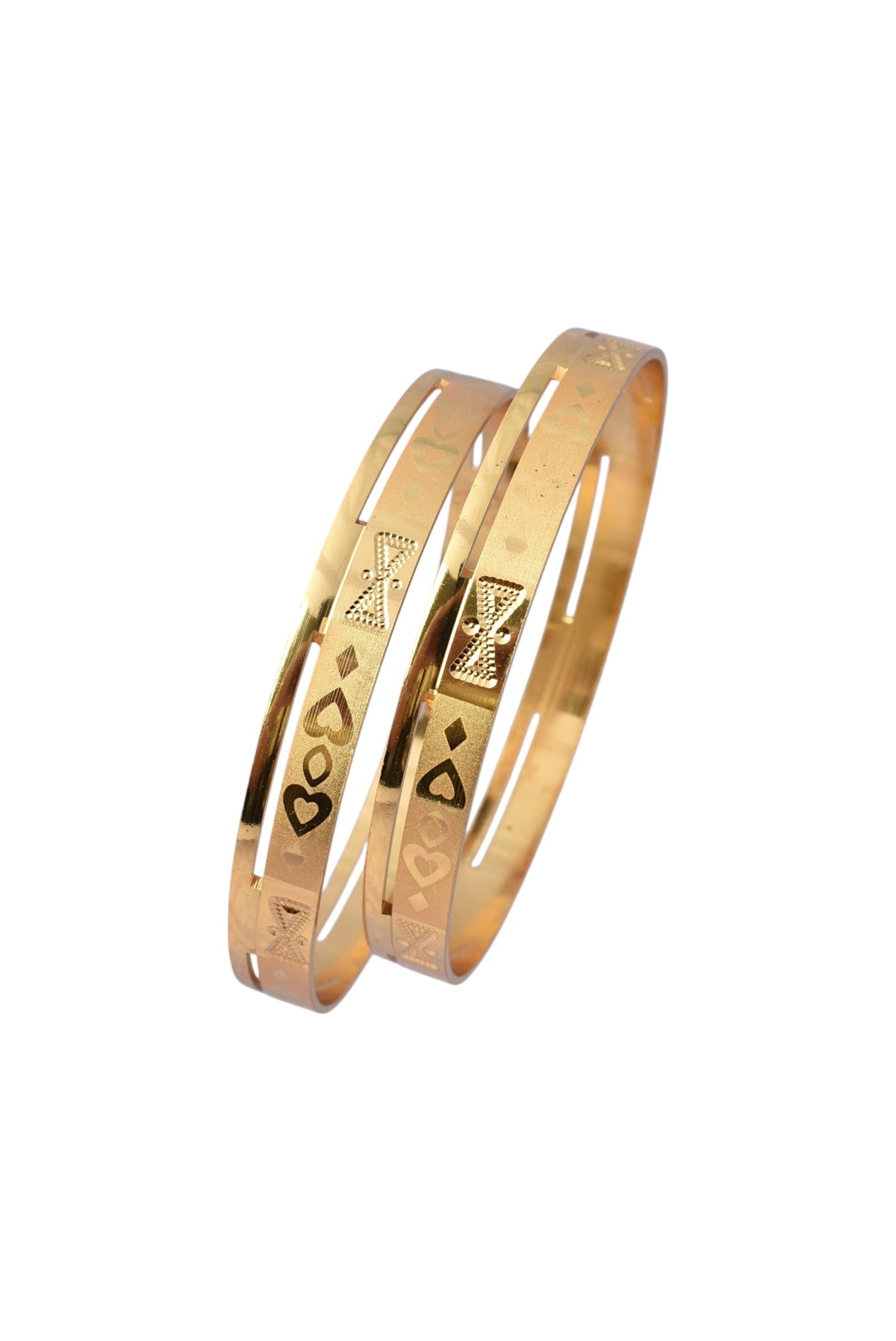 Premium Gold Finish Traditional Set of 2 Bangles for Women and Girls
