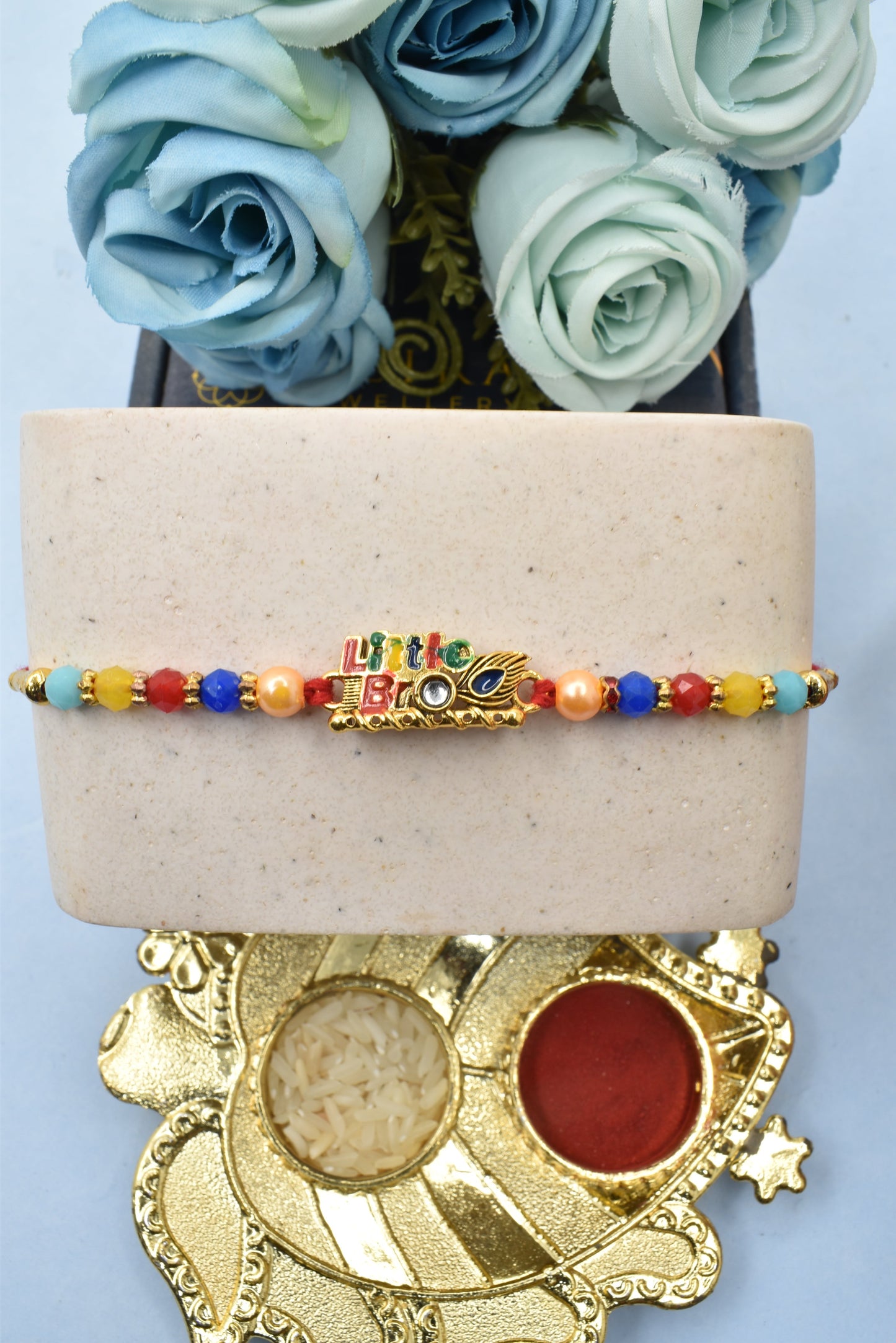 Designer Little Bro Rakhis for brother Set of 3 Rakhi with Pack of Roli Chawal n Card |rakhi for brother|Bhaiya Rakhi | Kids rakhi |Rakhi for kids|Rakhi for Bhaiya