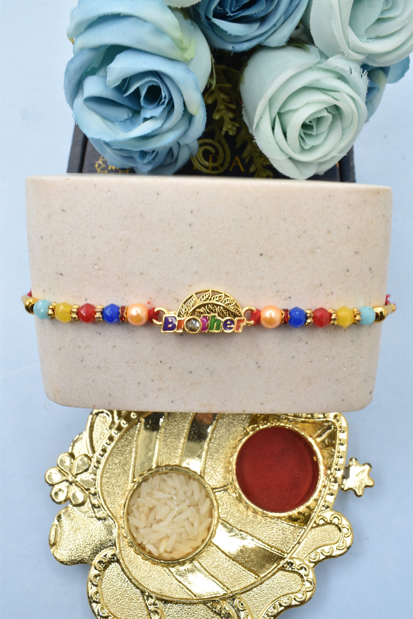 Elegent Brother Letter Rakhis for Brothers Set of 3 Rakhi with Pack of Roli Chawal n Card |rakhi for brother|Bhaiya Rakhi | Kids rakhi |Rakhi for kids|Rakhi for Bhaiya