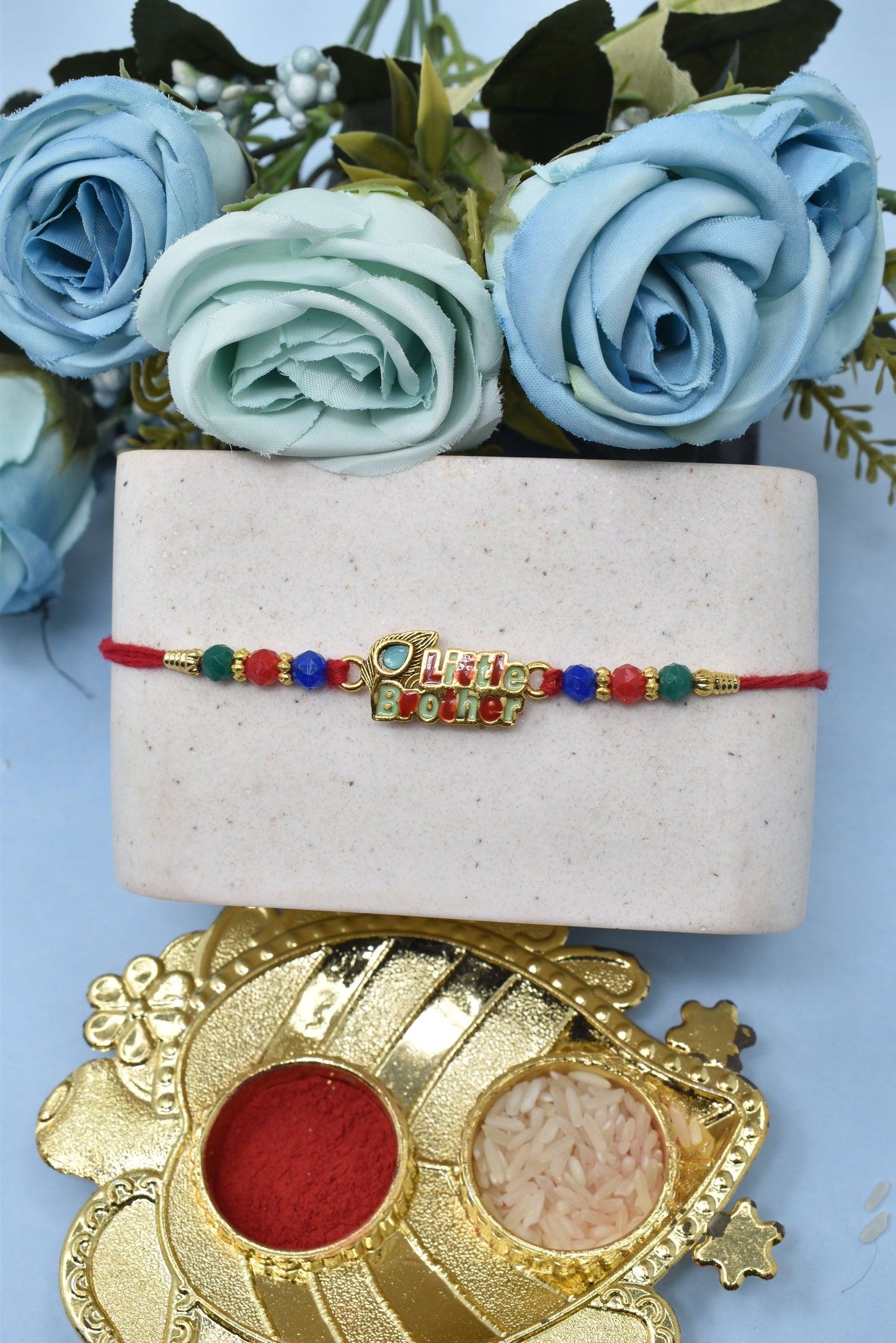 Auspicious Little Brother with Morpankh Rakhi Set of 3 Rakhi with Pack of Roli Chawal n Card |rakhi for brother|Bhaiya Rakhi | Kids rakhi |Rakhi for kids|Rakhi for Bhaiya