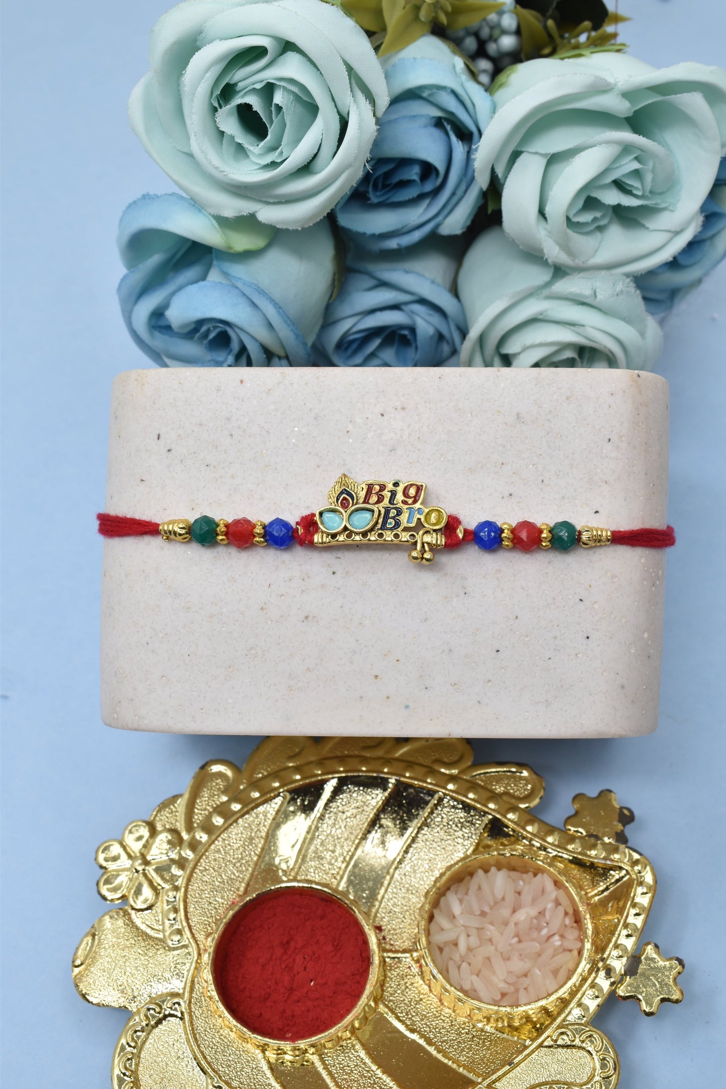 Divine Big Bro Meenakari with Morpankh RakhisSet of 2 Rakhi Made from Cotton Threds with Pack of Roli Chawal n Rakshabandhan Greetings Card |rakhi for brother|Bhaiya Rakhi | Kids rakhi |Rakhi for kids|Rakhi for Bhaiya