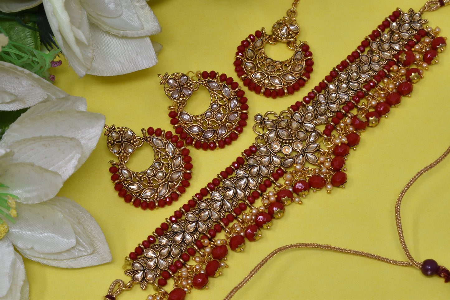 Antique design Minakari work Gold plated choker set neckpiece