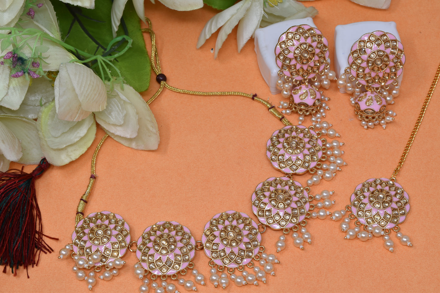 Antique design Minakari work Gold plated choker set neckpiece