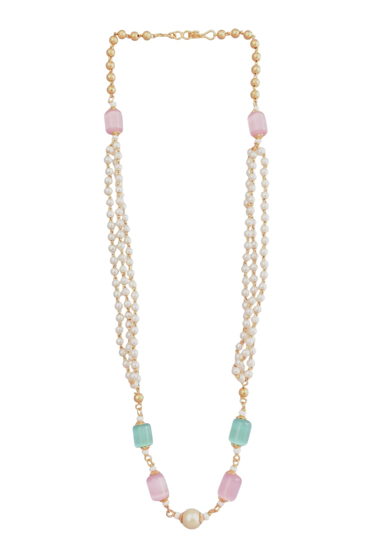 Traditional Multi-Strand Pearl & Pastel Beaded Necklace for Women