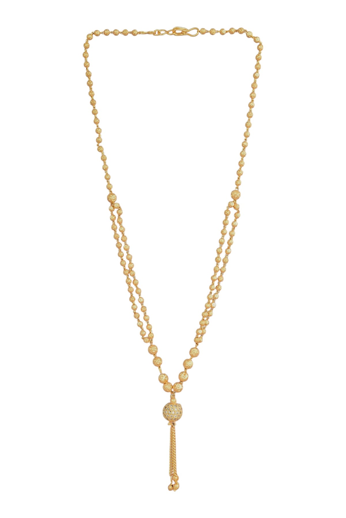 Gold-Plated Beaded Tassel Necklace for Women and Girls