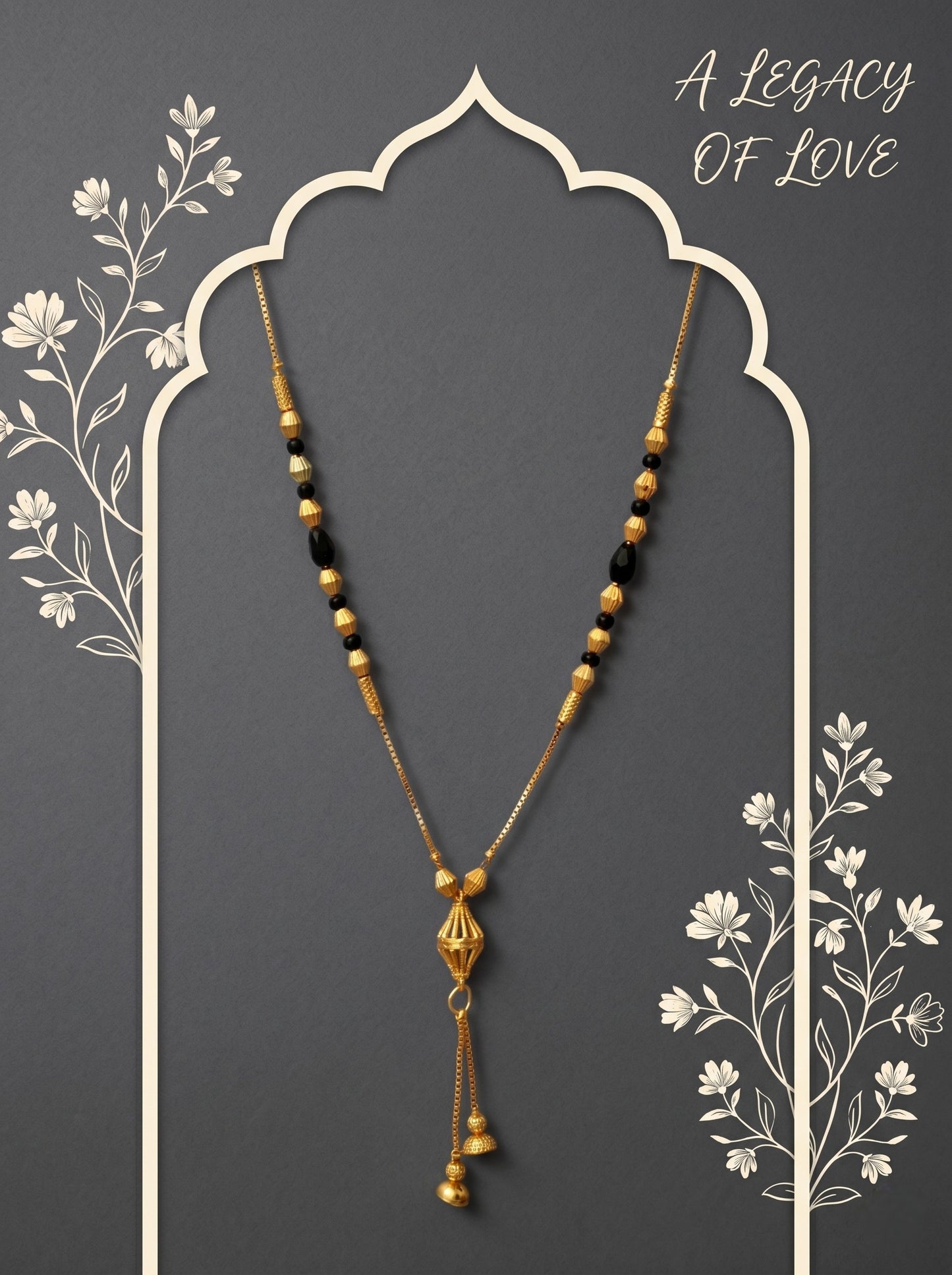 Gold-Toned Stone Studded Mangalsutra Necklace for Women