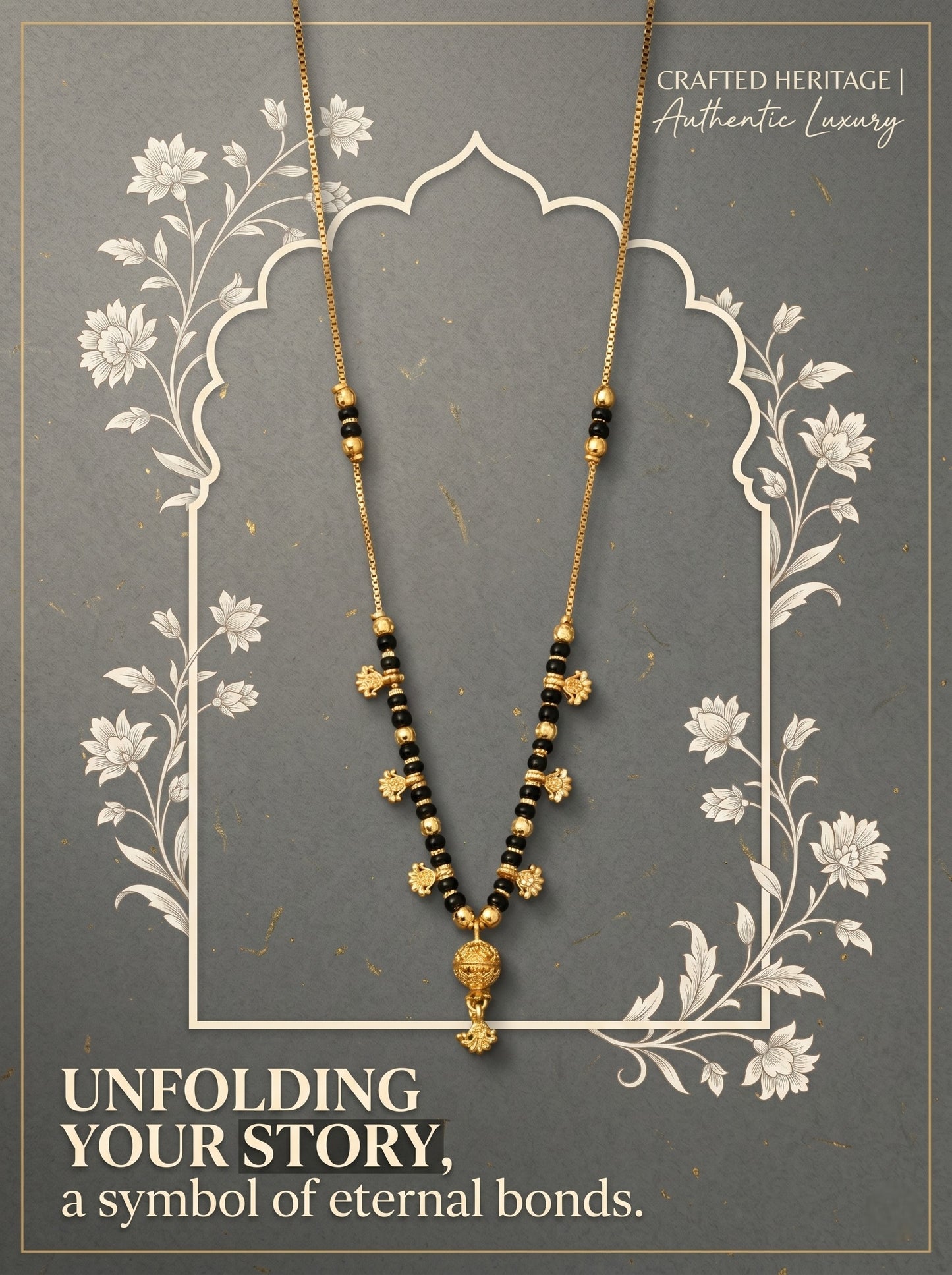 Gold-Toned Stone Studded Mangalsutra Necklace for Women