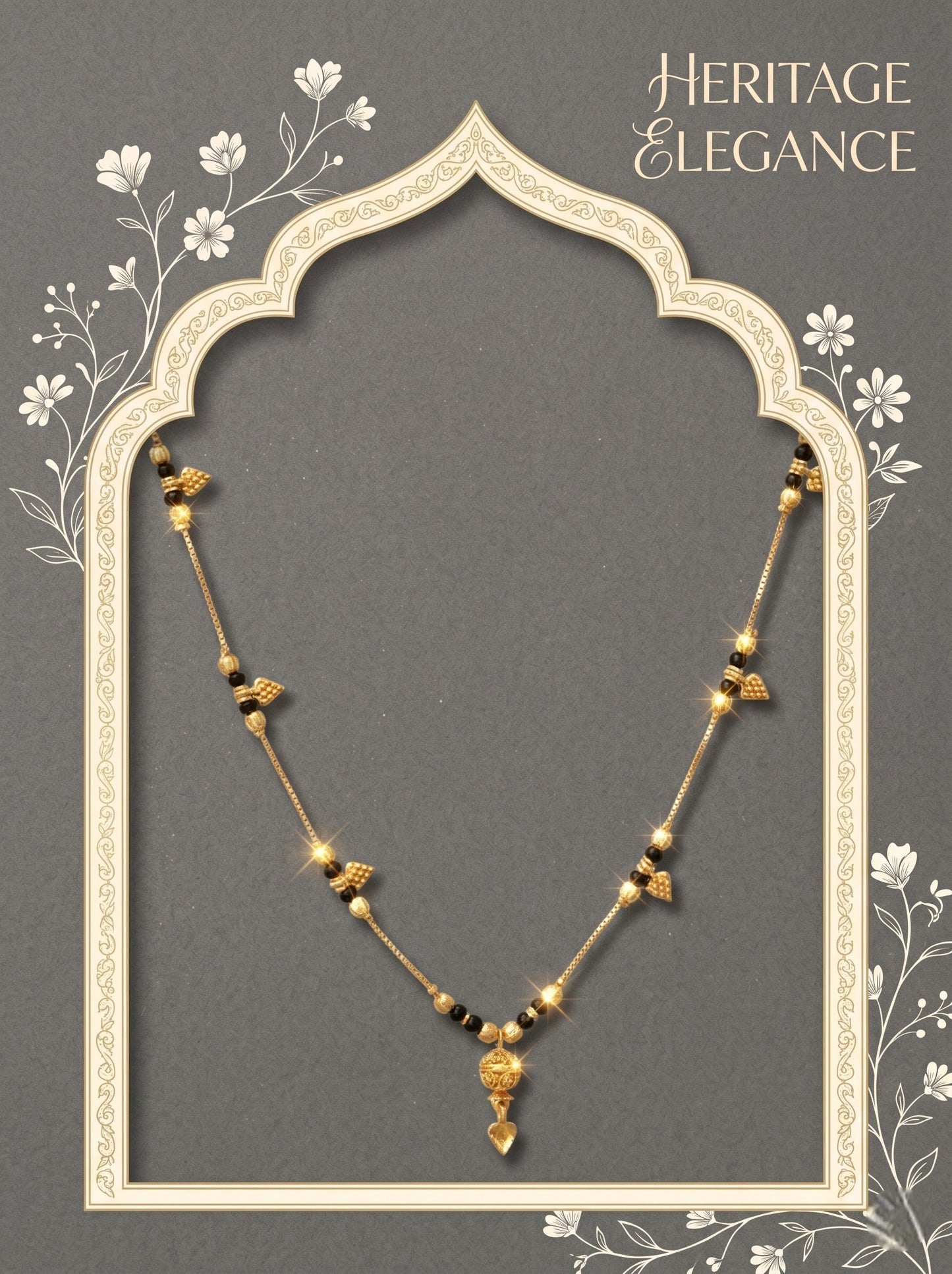 Gold-Toned Stone Studded Mangalsutra Necklace for Women
