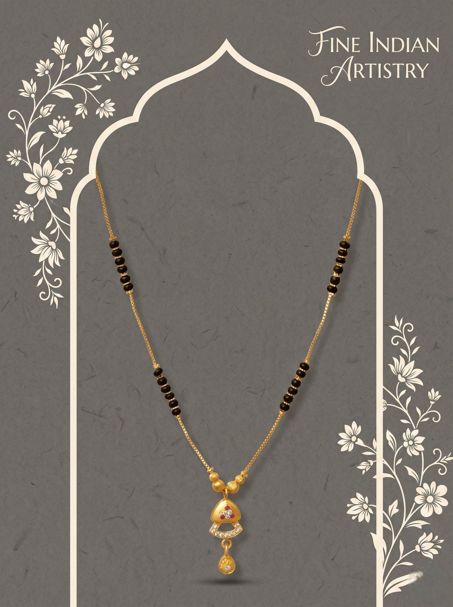 Gold-Toned Stone Studded Mangalsutra Necklace for Women