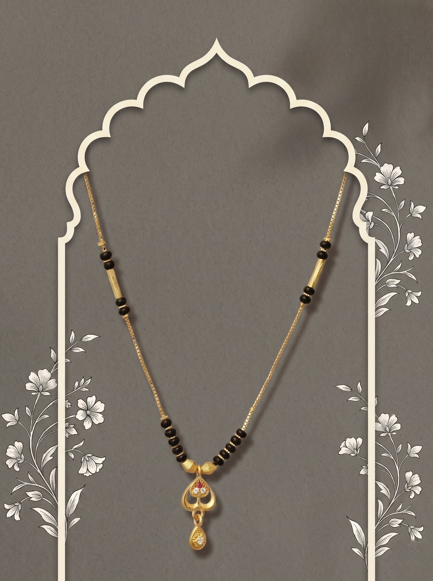 Gold-Toned Stone Studded Mangalsutra Necklace for Women