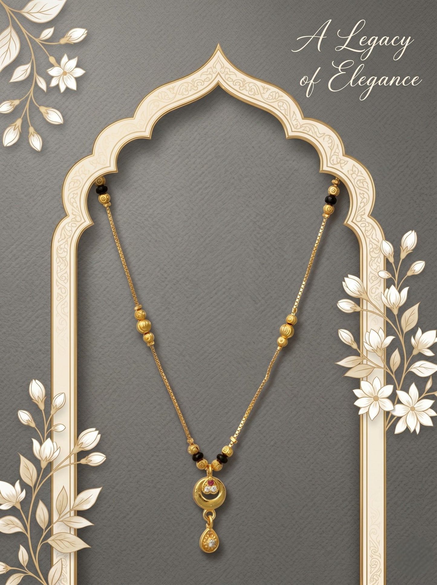 Gold-Toned Stone Studded Mangalsutra Necklace for Women