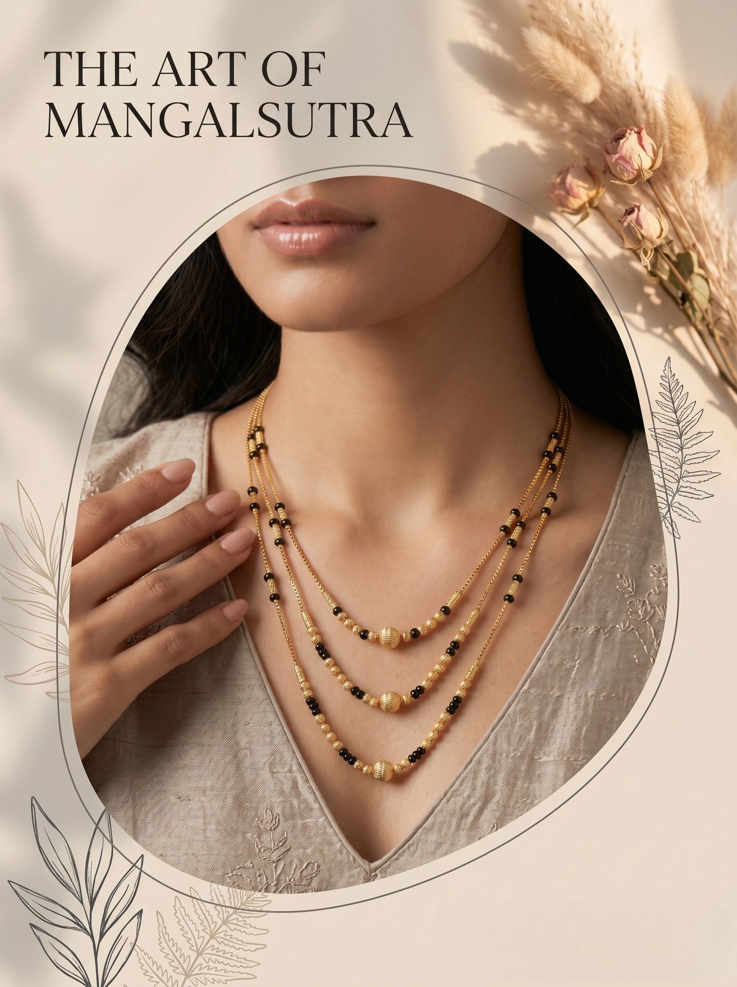 Gold-Toned Stone Studded Mangalsutra Necklace for Women