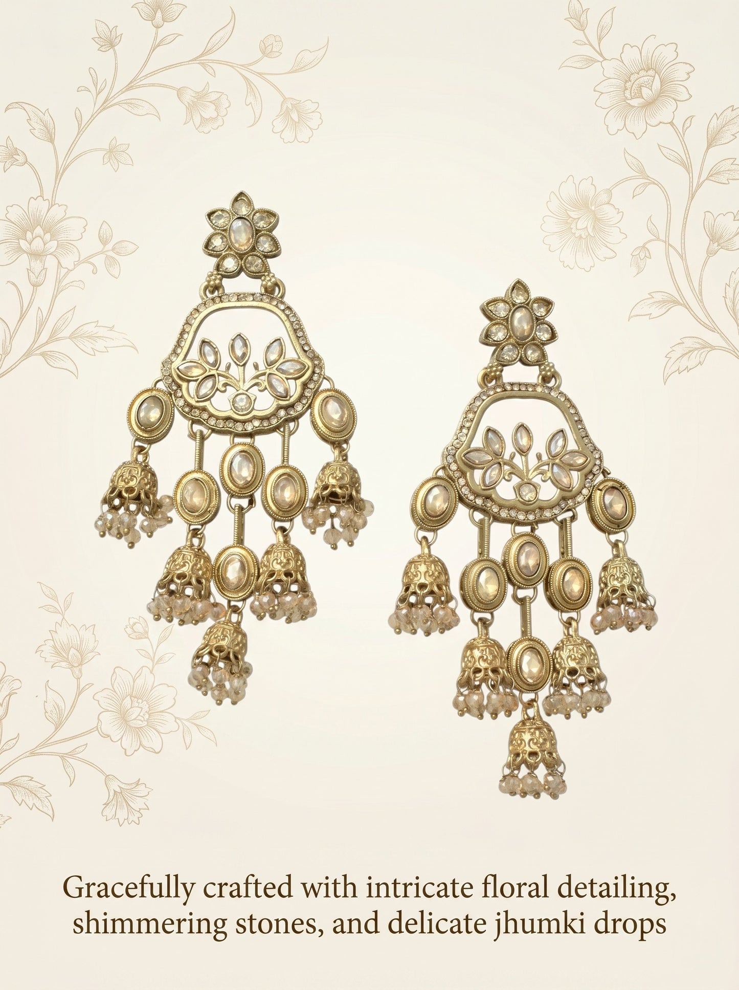 Women Gold-Toned Traditional Stone Studded Ethnic Earrings
