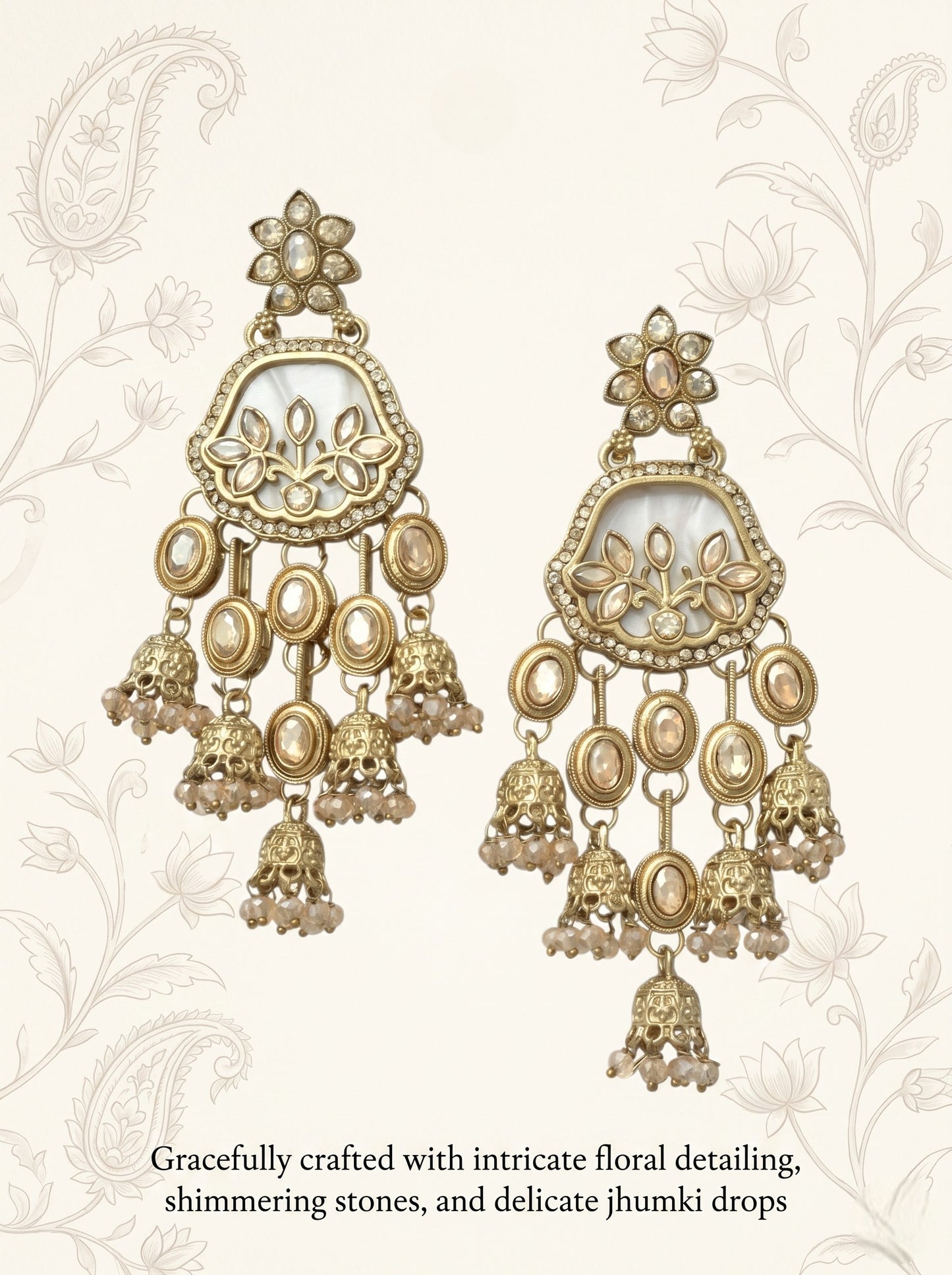 Women Gold-Toned Traditional Stone Studded Ethnic Earrings