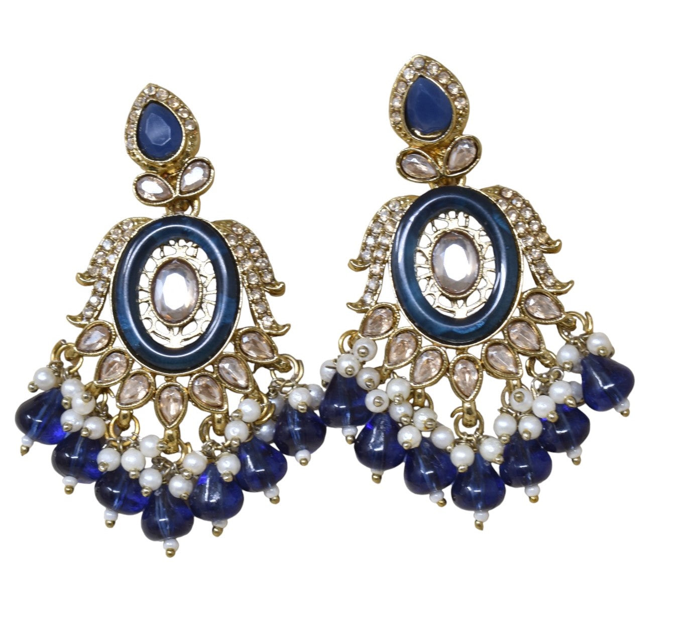 Ethnic Gold Plated Kundan Chandbali Earrings for Women, Traditional Indian Jhumka Drop Earring Set with Pearl & Stone Detailing, Perfect for Wedding, Festival, Party and Gifting