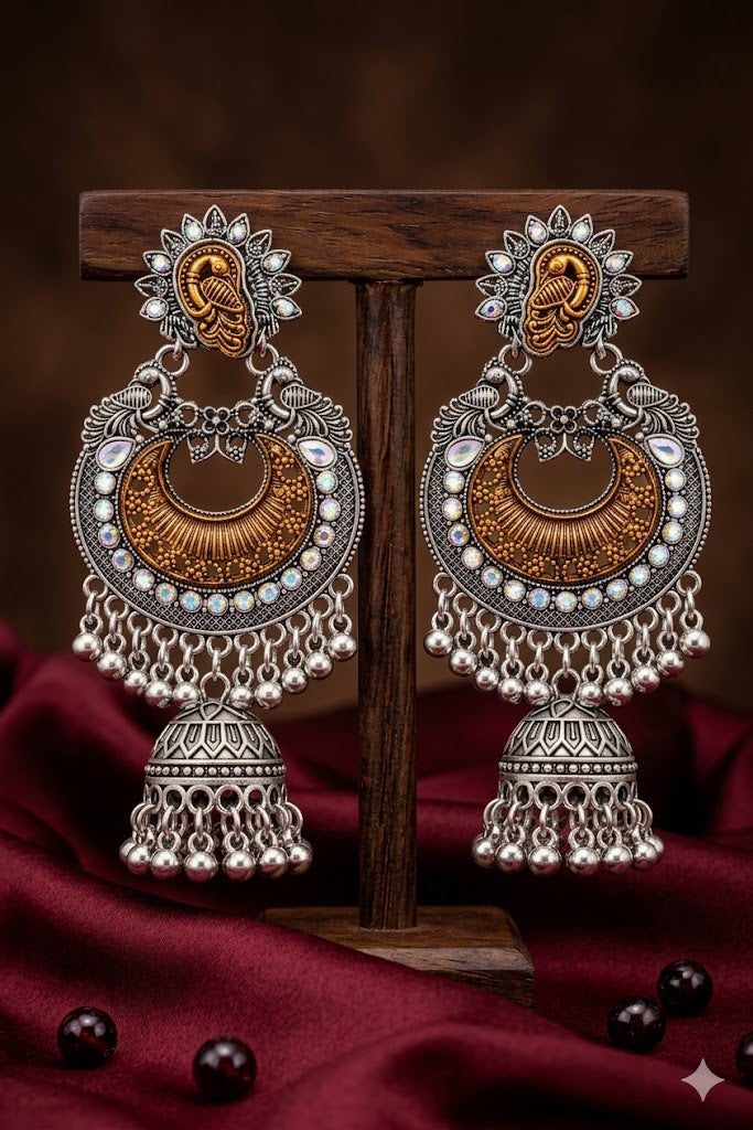 Women Ethnic Oxidised Traditional Statement Earrings for Women