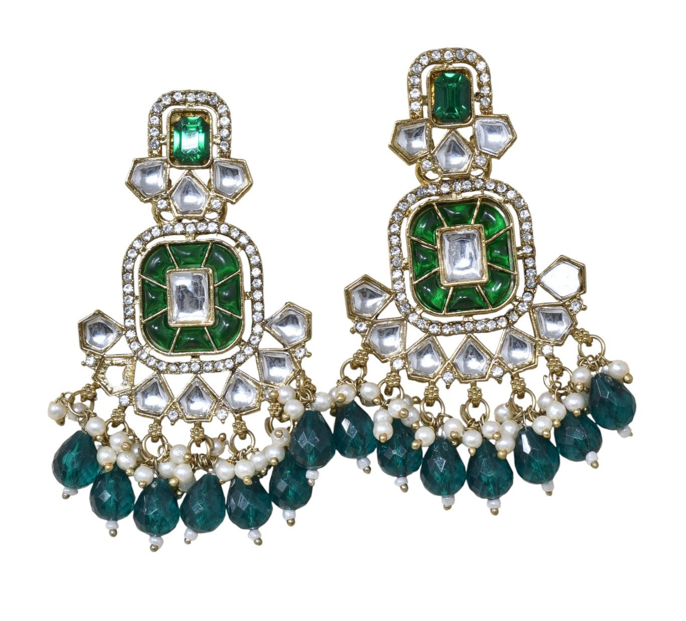 Ethnic Gold Plated Kundan Chandbali Earrings for Women, Traditional Indian Jhumka Drop Earring Set with Pearl & Stone Detailing, Perfect for Wedding, Festival, Party and Gifting