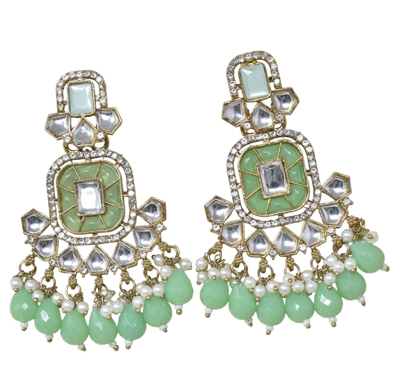 Ethnic Gold Plated Kundan Chandbali Earrings for Women, Traditional Indian Jhumka Drop Earring Set with Pearl & Stone Detailing, Perfect for Wedding, Festival, Party and Gifting