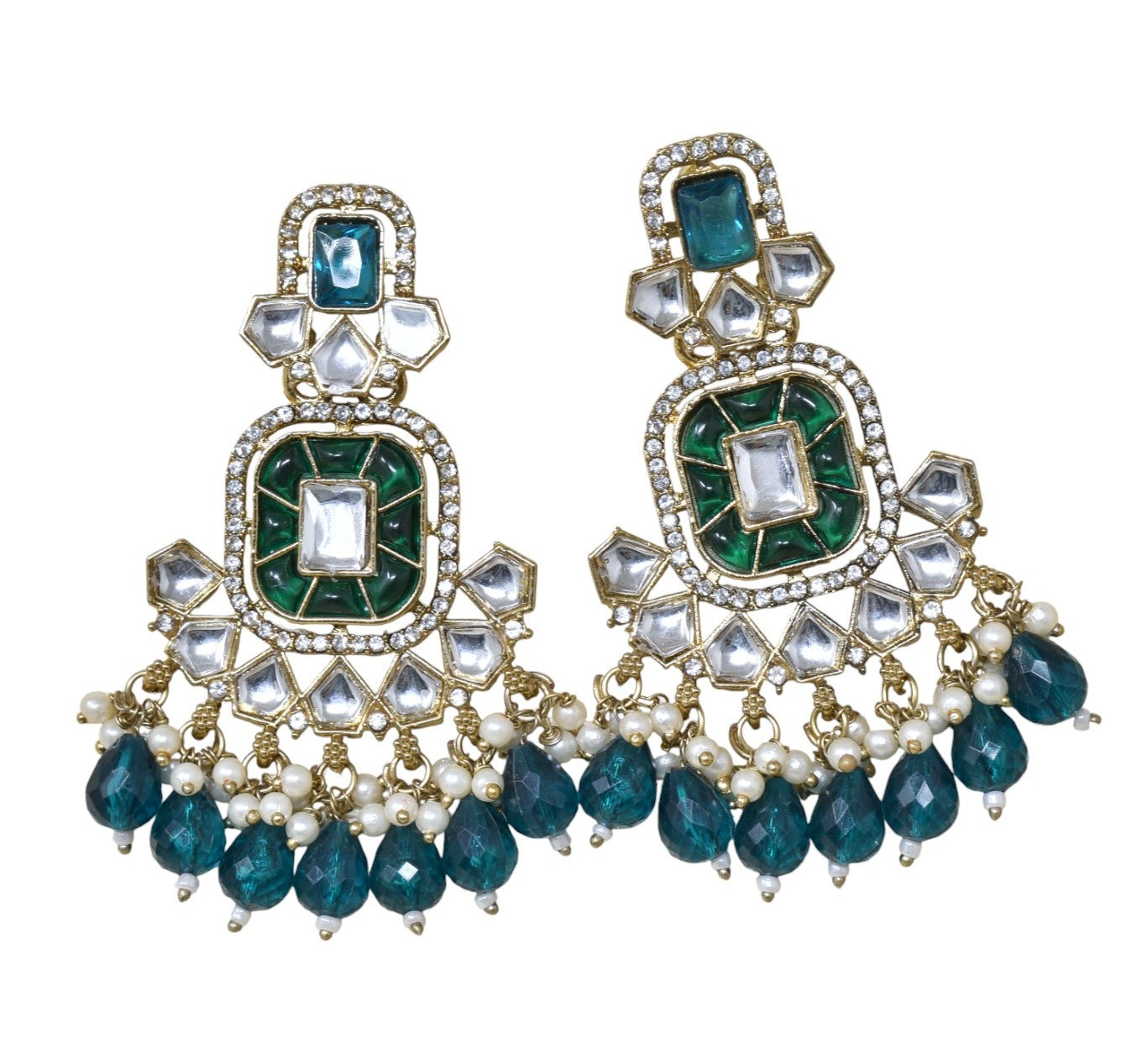 Ethnic Gold Plated Kundan Chandbali Earrings for Women, Traditional Indian Jhumka Drop Earring Set with Pearl & Stone Detailing, Perfect for Wedding, Festival, Party and Gifting