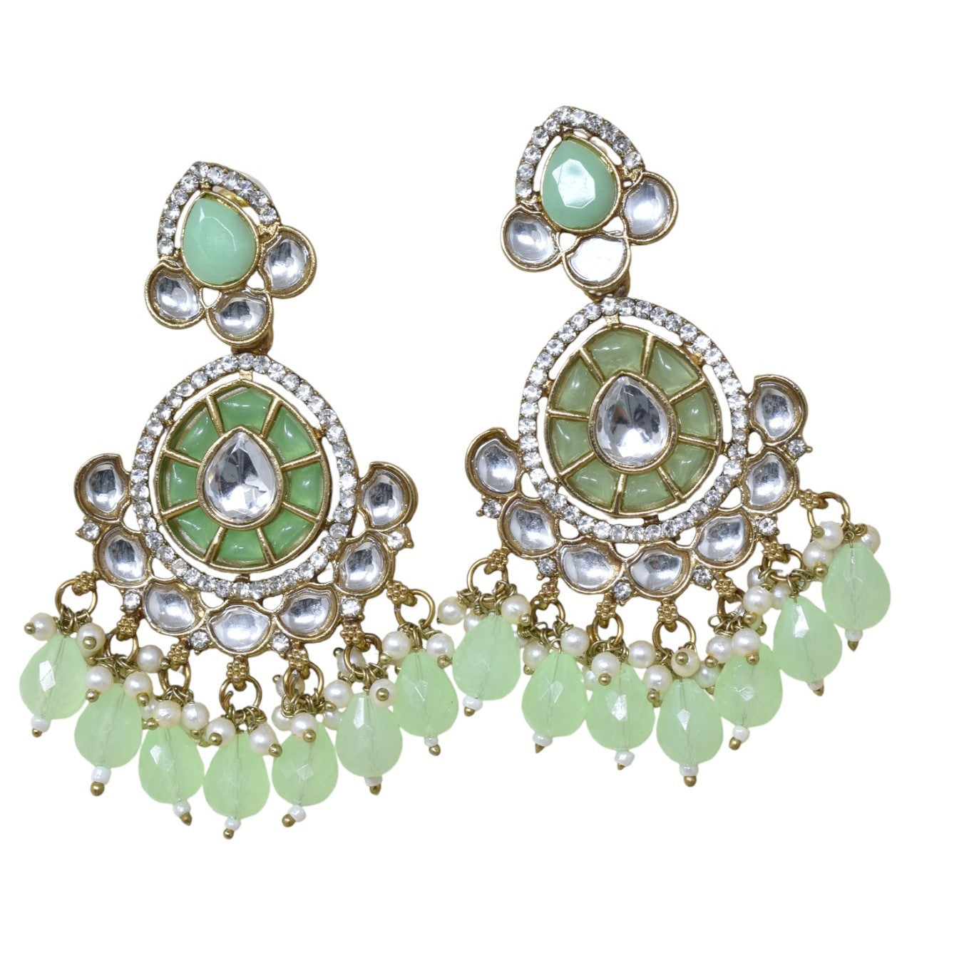 Ethnic Gold Plated Kundan Chandbali Earrings for Women, Traditional Indian Jhumka Drop Earring Set with Pearl & Stone Detailing, Perfect for Wedding, Festival, Party and Gifting