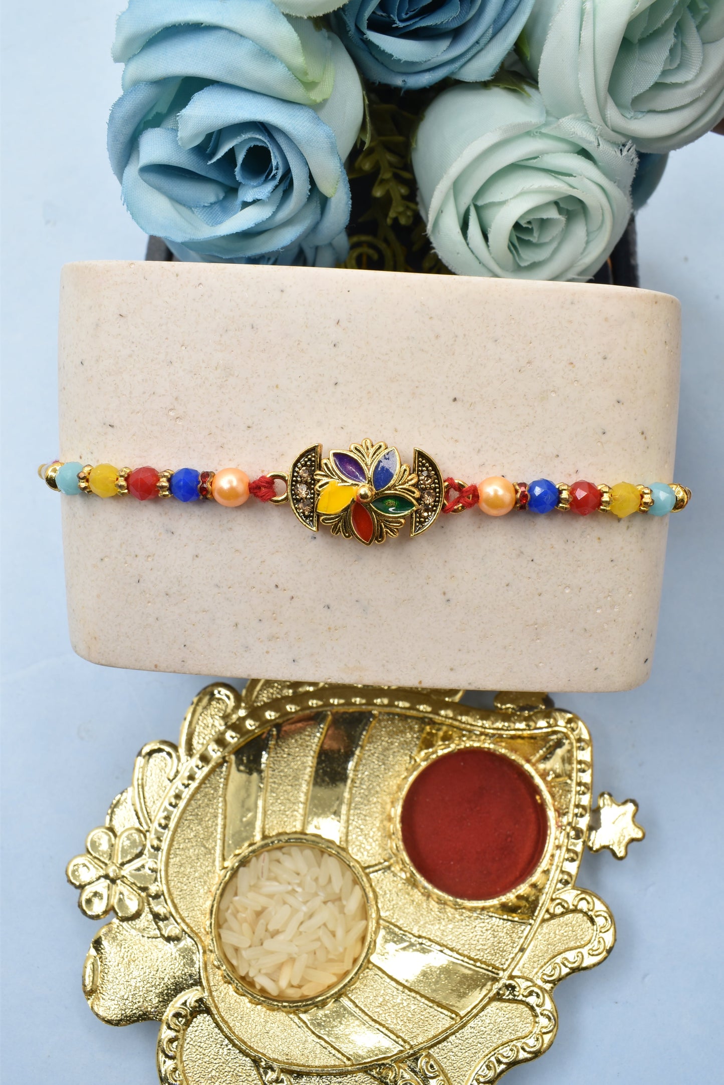 Unique Pattern Designer Meenakari Rakhi Set of 3 Rakhi with Pack of Roli Chawal n Card |rakhi for brother|Bhaiya Rakhi | Kids rakhi |Rakhi for kids|Rakhi for Bhaiya