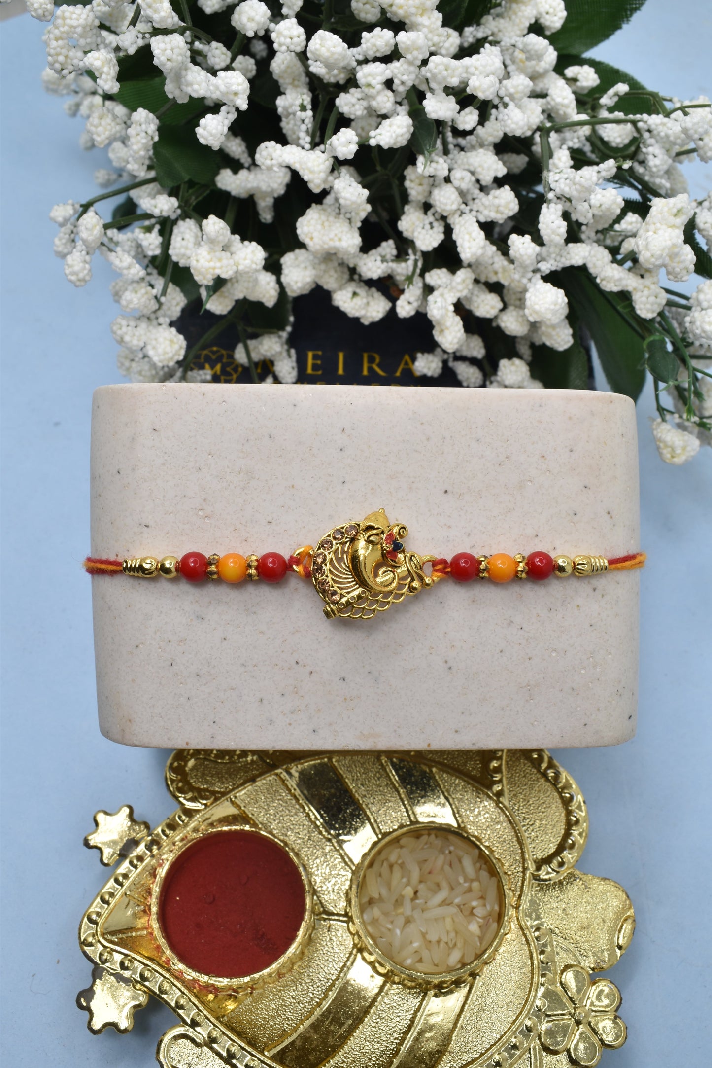 Simple Kundan With Minakari RakhisSet of 2 Rakhi Made from Cotton Threds with Pack of Roli Chawal n Rakshabandhan Greetings Card |rakhi for brother|Bhaiya Rakhi | Kids rakhi |Rakhi for kids|Rakhi for Bhaiya