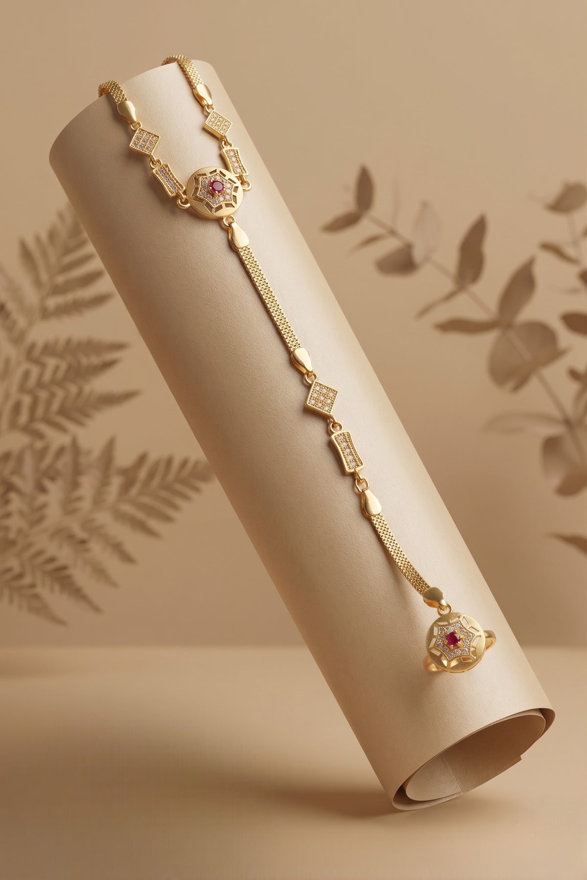 Traditional Pack of 1 Gold Plated AD Studded hathfool