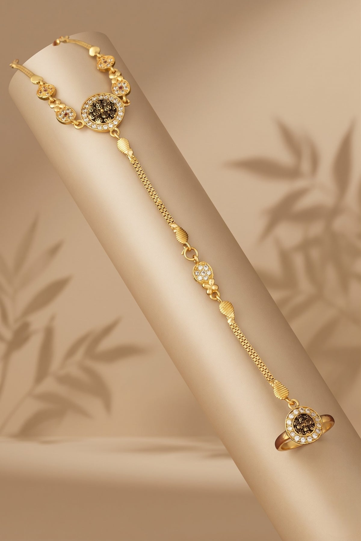 Traditional Pack of 1 Gold Plated AD Studded hathfool