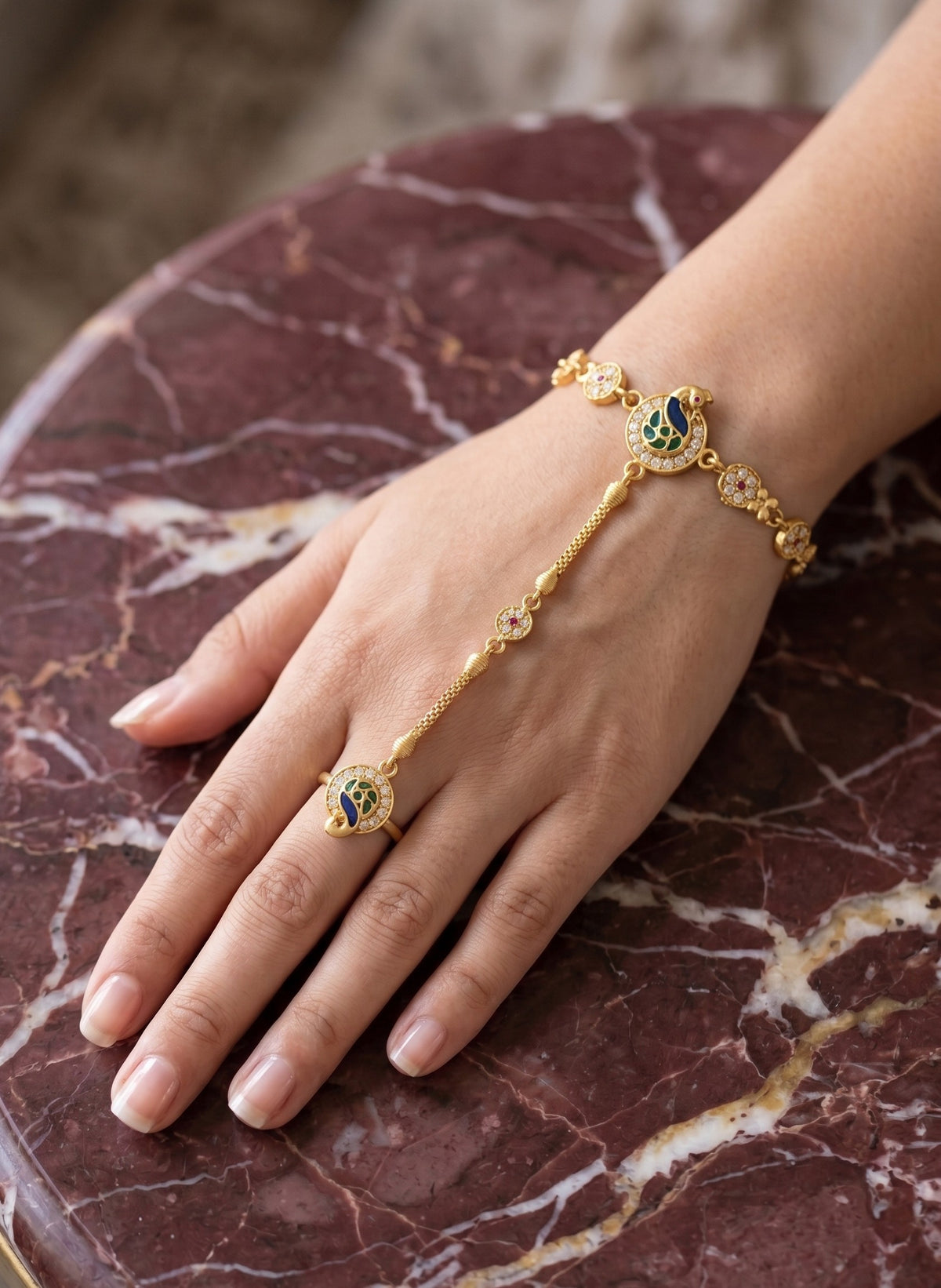 Traditional Pack of 1 Gold Plated AD Studded hathfool
