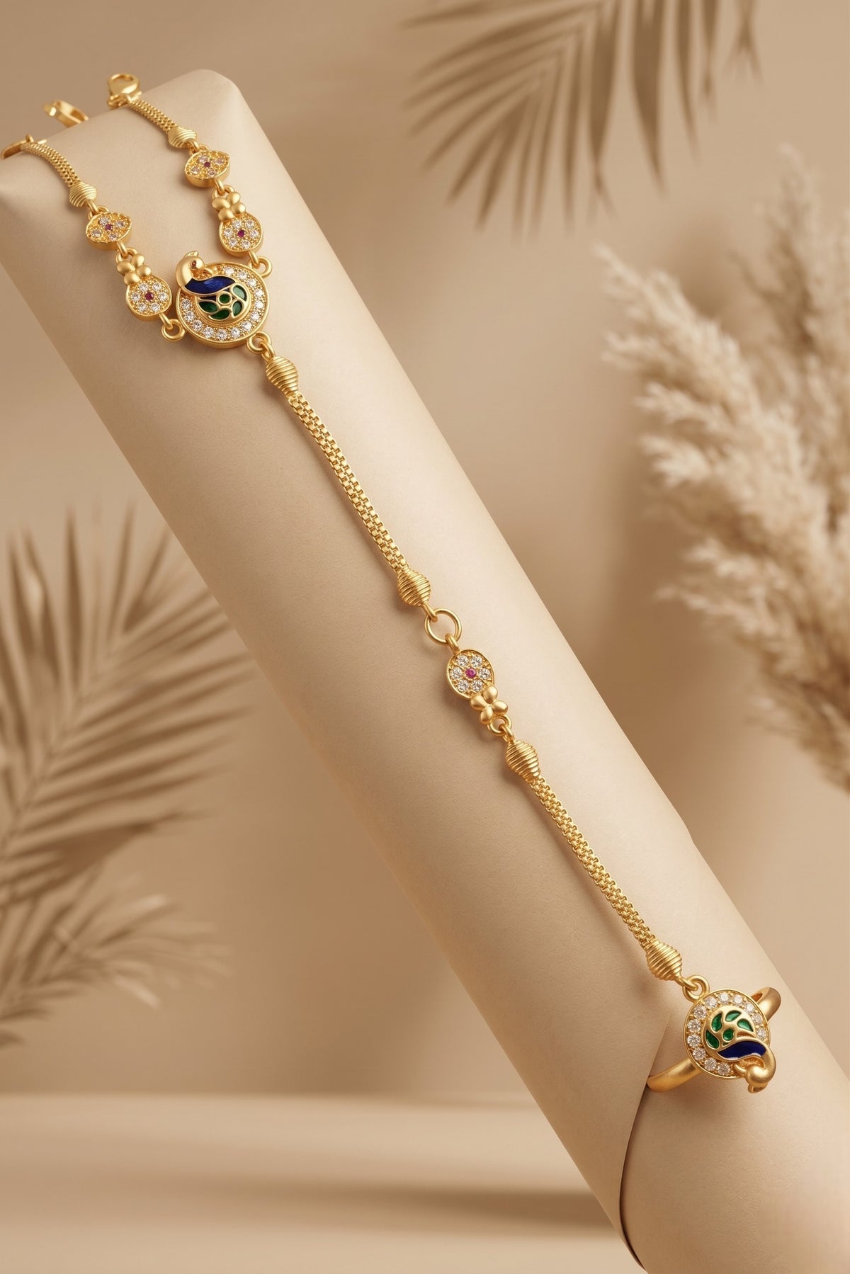 Traditional Pack of 1 Gold Plated AD Studded hathfool