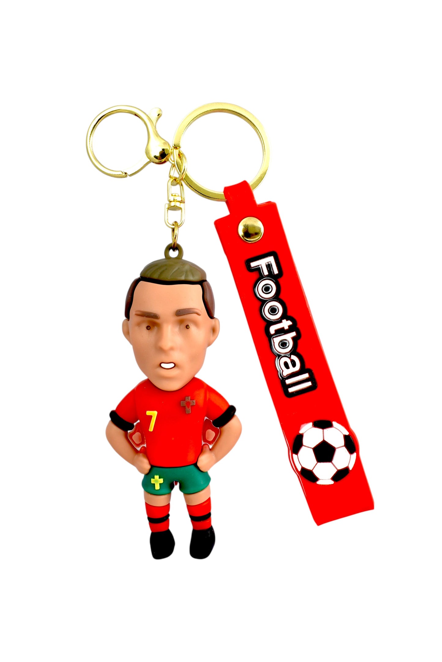 Ronaldo Figure Rubber Keychain - RED