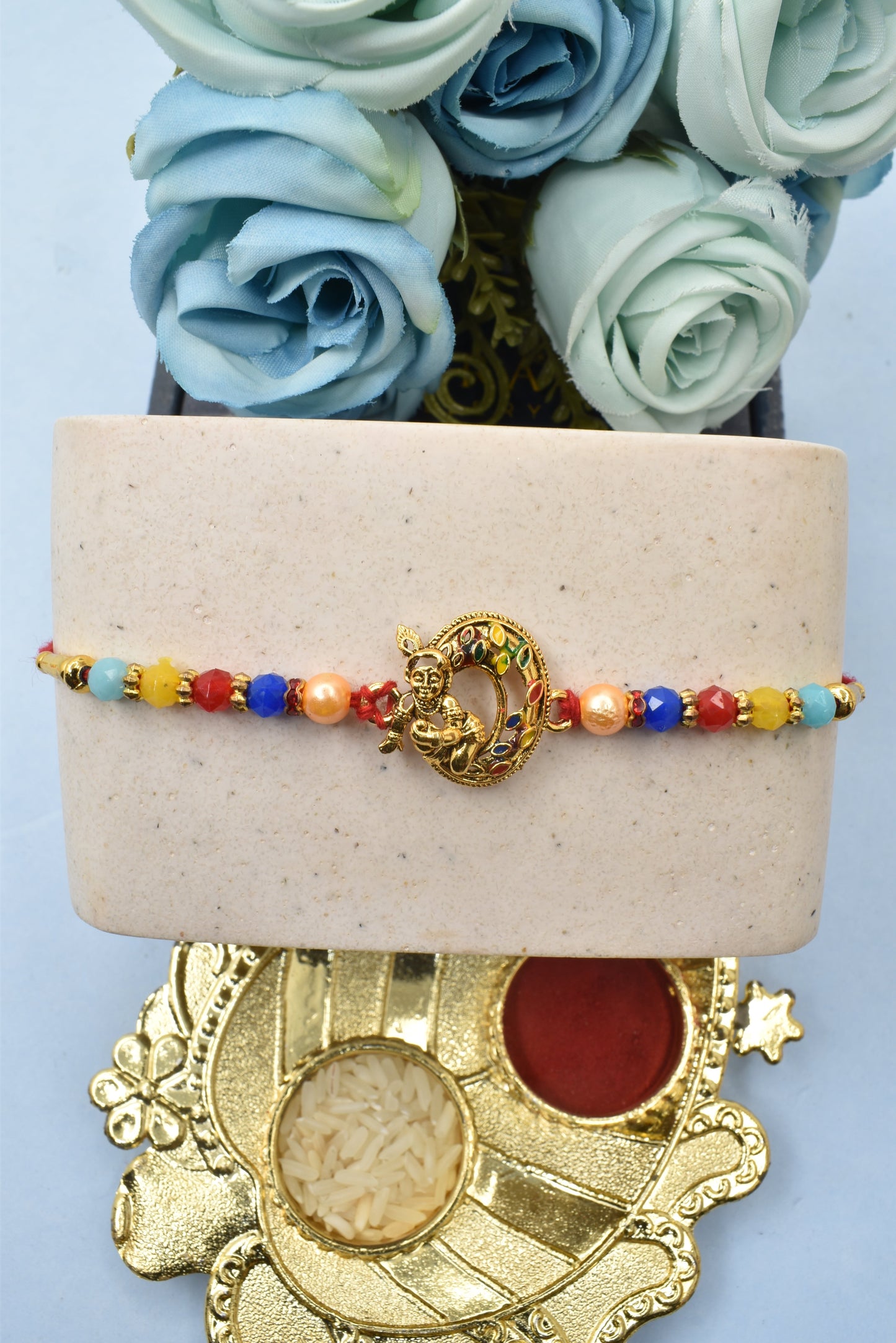 Rakhis, Kids Rakhi, Makhan Chor Shree Krishna With Bansuri Rakhis Set of 2 Rakhi Made from Cotton Threds with Pack of Roli Chawal n Rakshabandhan Greetings Card |rakhi for brother|Bhaiya Rakhi | Kids rakhi |Rakhi for kids|Rakhi for Bhaiya