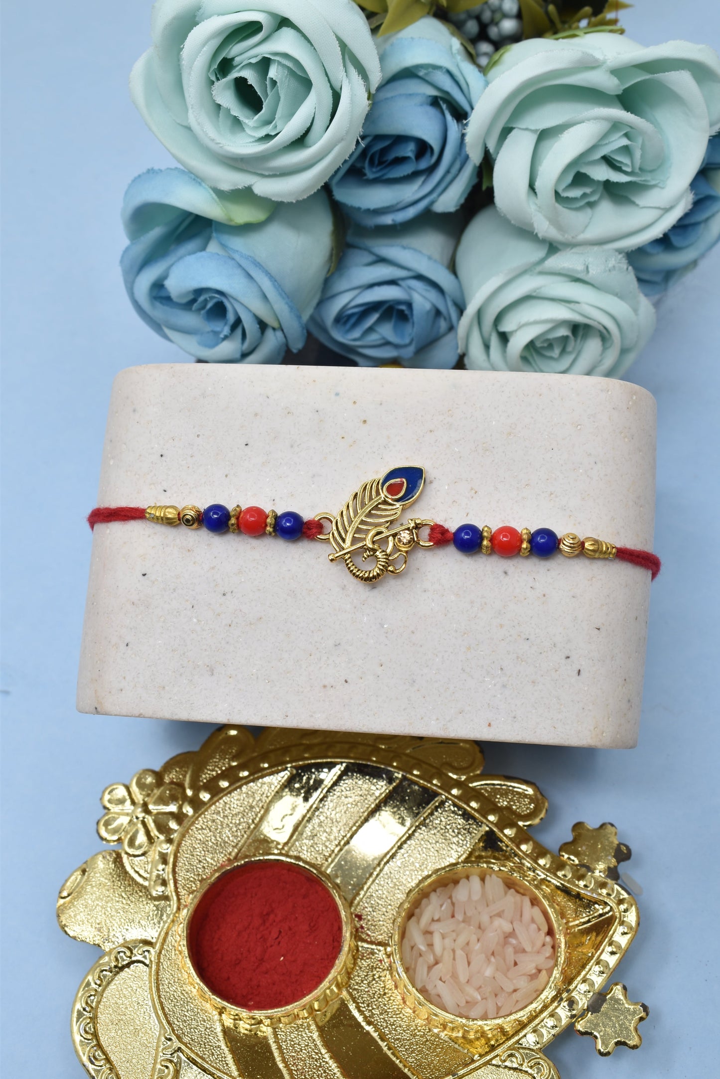 Divine OM Bansuri n with Morpaankh Multicolored Rakhis 1 Rakhi Made from Cotton Threds with Pack of Roli Chawal n Rakshabandhan Greetings Card |rakhi for brother|Bhaiya Rakhi | Kids rakhi |Rakhi for kids|Rakhi for Bhaiya