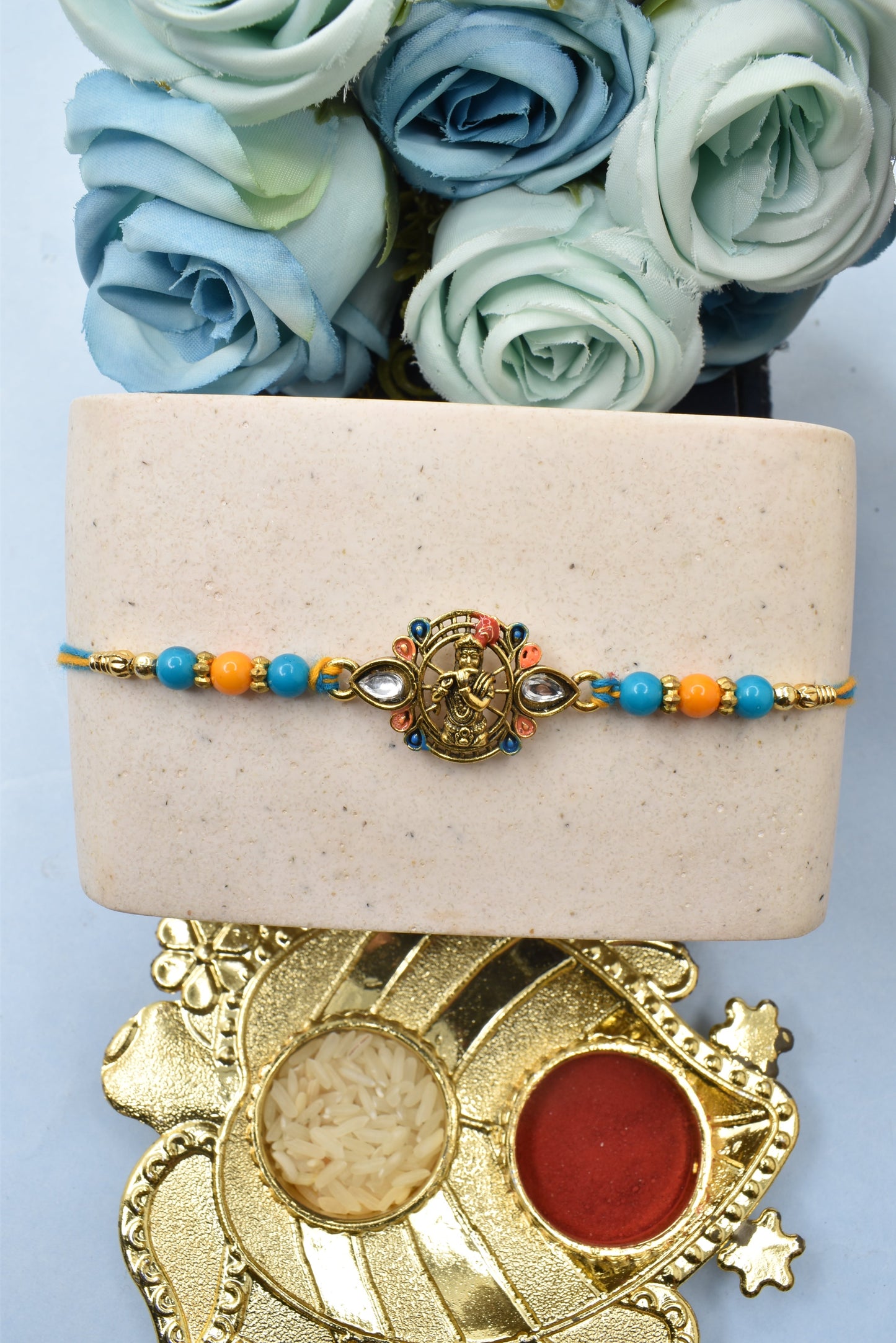 Divine Shree Krishana Multicolored Rakhis Set of 3 Rakhi with Pack of Roli Chawal n Card |rakhi for brother|Bhaiya Rakhi | Kids rakhi |Rakhi for kids|Rakhi for Bhaiya