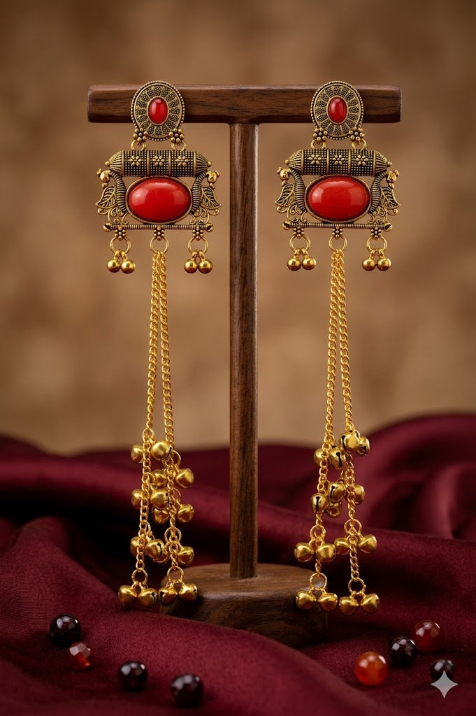 Women Ethnic Oxidised Traditional Statement Earrings for Women