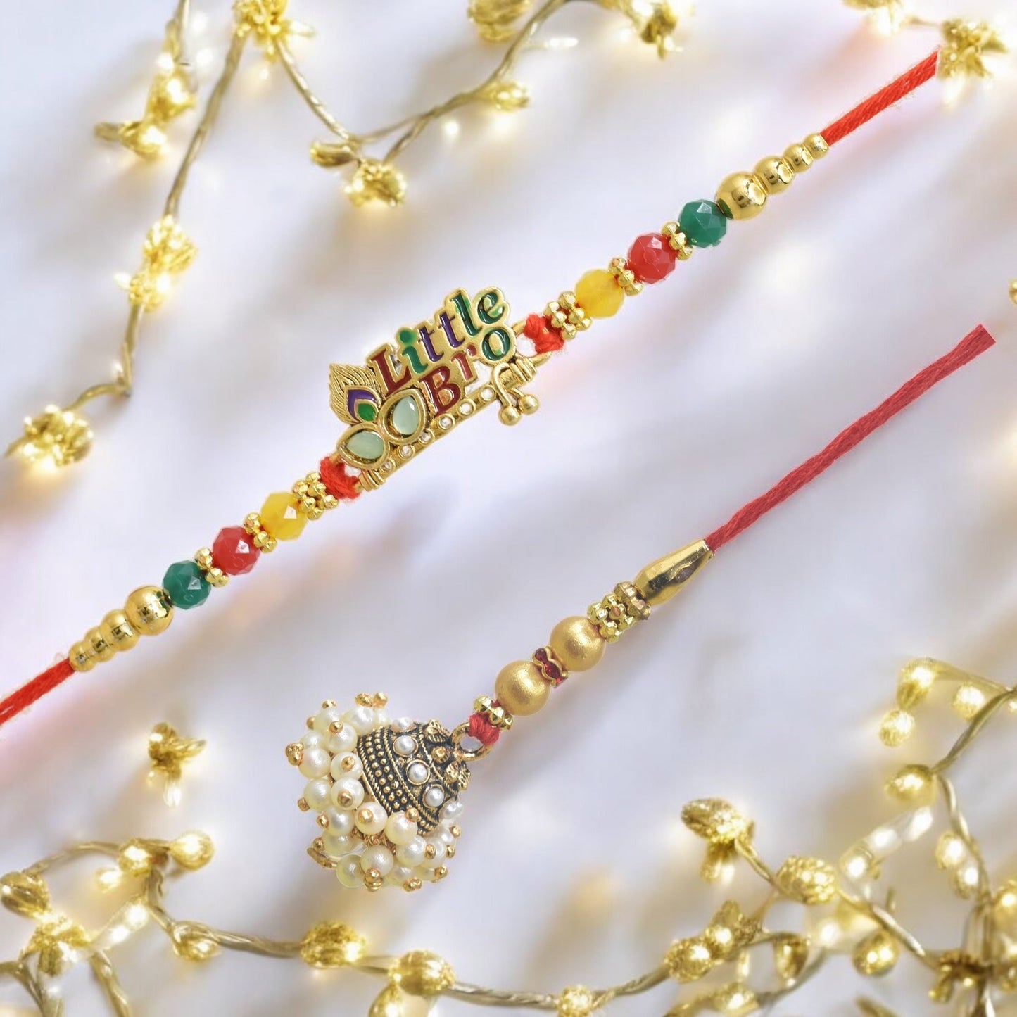 पारंपरिक शिव डिज़ाइन भैया भाभी राखी सेट, रक्षाबंधन पर भाई के लिए 2 राखी का उत्तम सेट