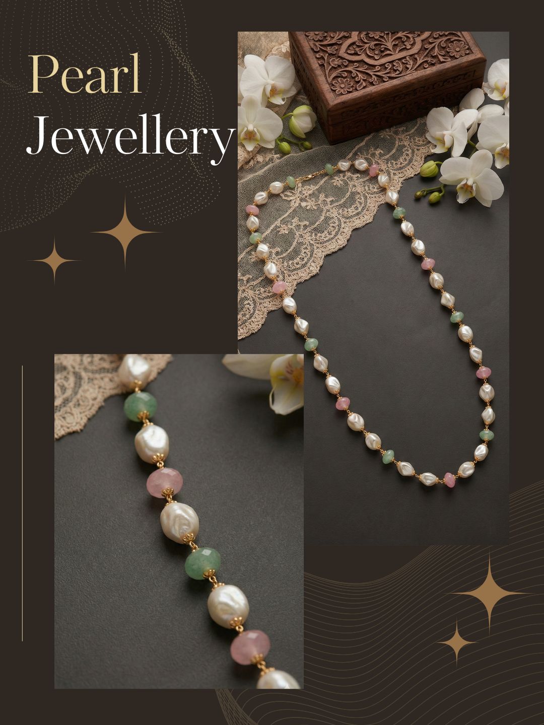 Meira Jewellery Pearl Beaded Necklace for Women, Pastel Pink Green Beads 24 inch Long Chain Necklace, Pearl Mala Necklace for Ethnic & Western Stylish Jewellery for Festive, Party, Wedding & Daily-01