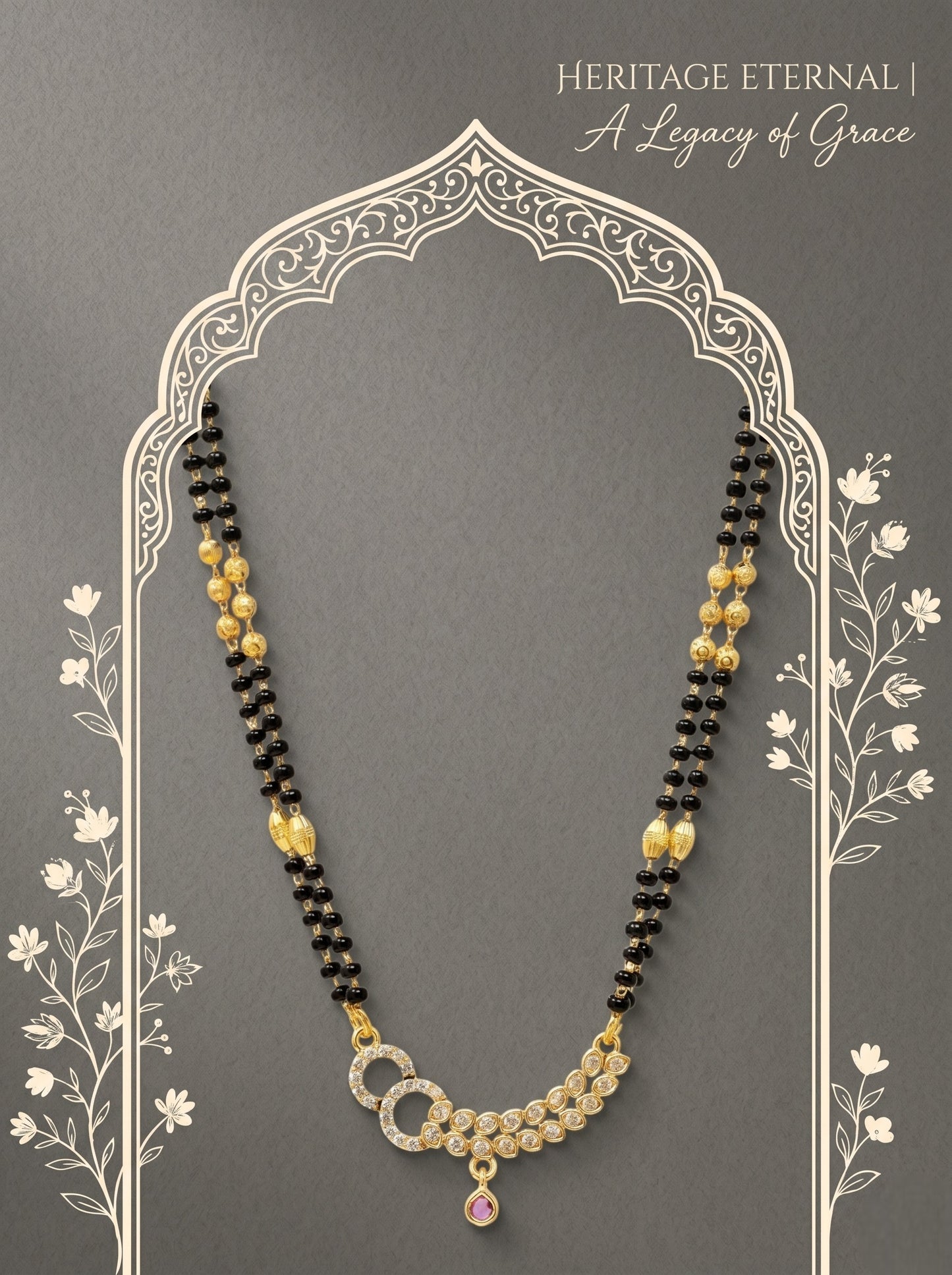 Gold-Toned Stone Studded Mangalsutra with Matching Earrings Combo Set