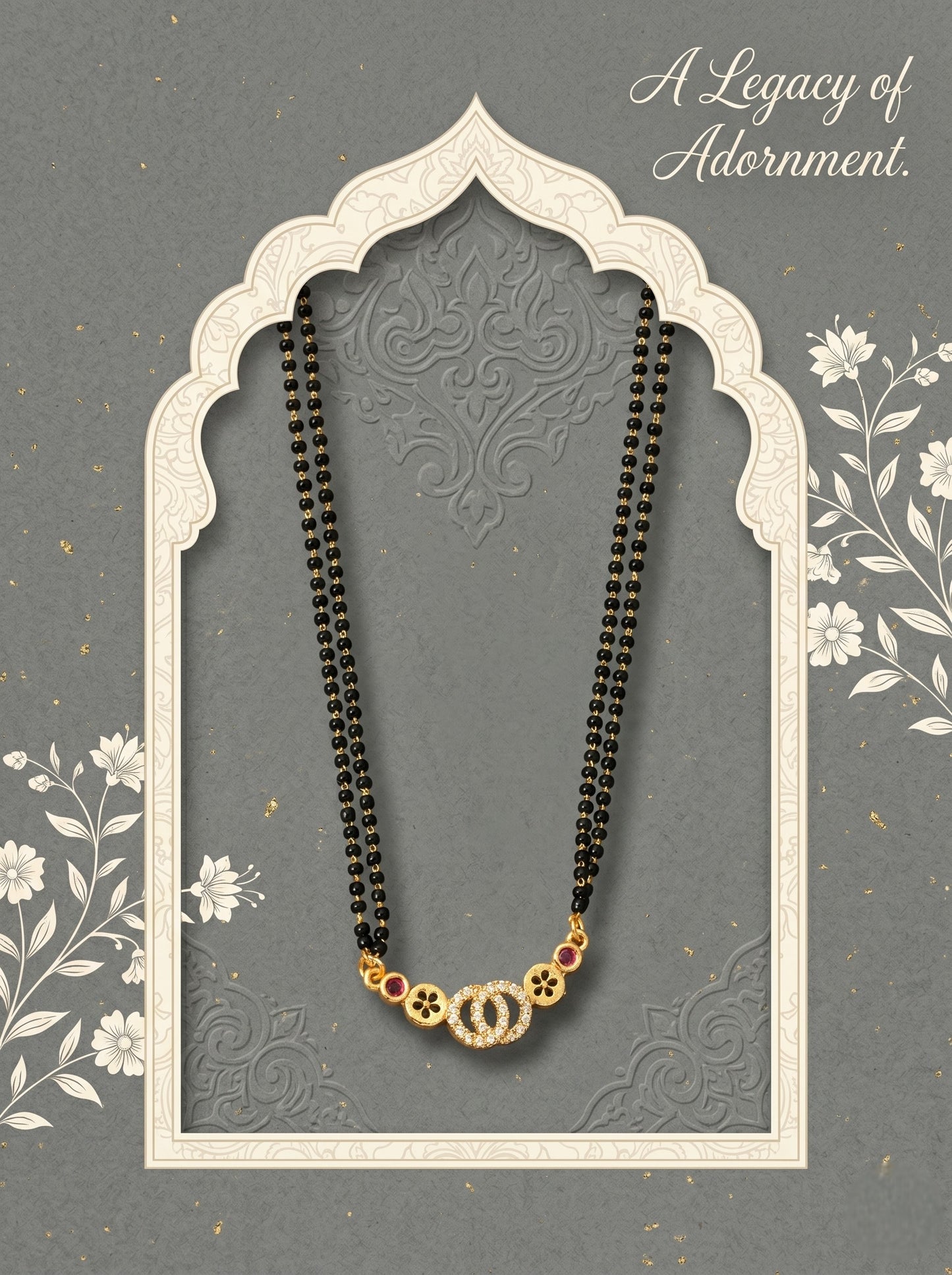 Gold-Toned Stone Studded Mangalsutra with Matching Earrings Combo Set