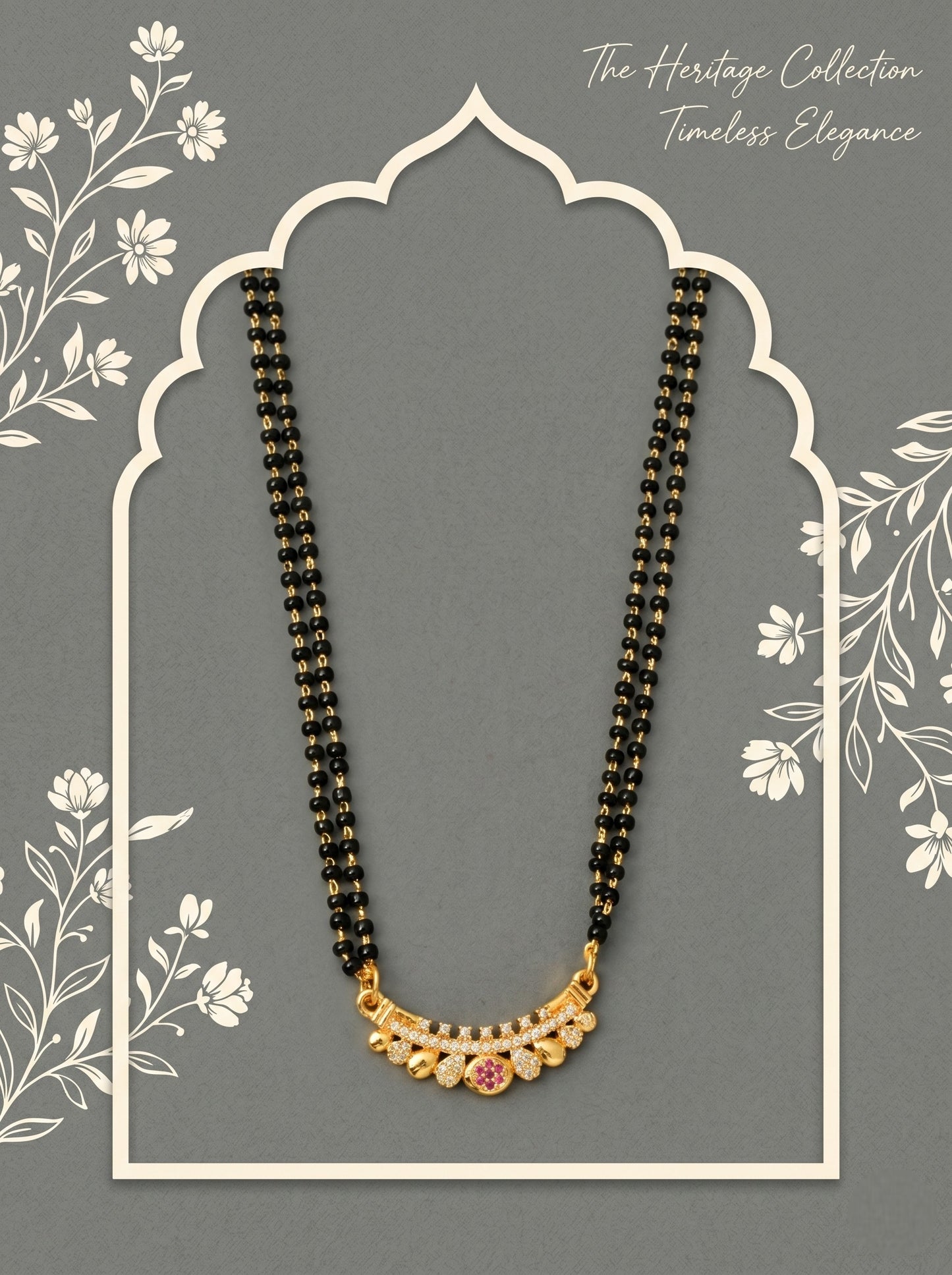 Gold-Toned Stone Studded Mangalsutra with Matching Earrings Combo Set