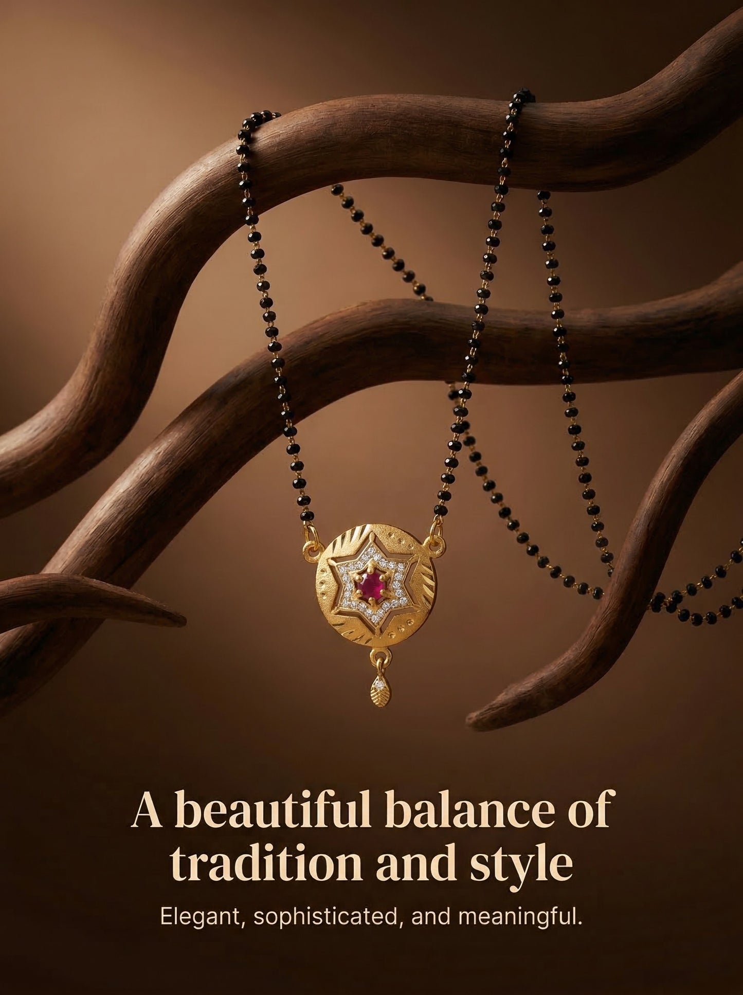 Meira Jewellery Traditional Mangalsutra for Women, Black Beads Chain with Pendant, Gold Plated Mangalsutra Necklace, Ethnic, Stylish Anniversary, Wedding, Festive Mangalsutra Jewellery for Women-22