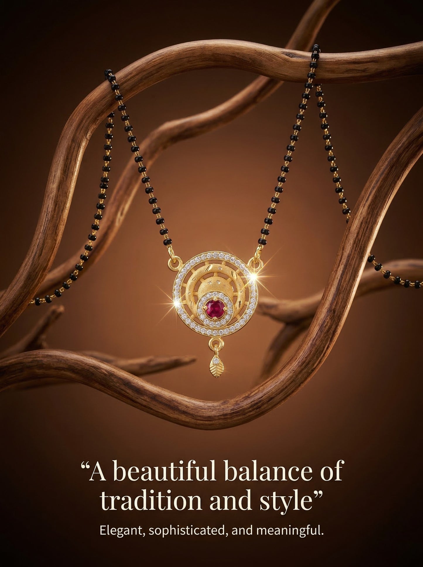 Meira Jewellery Traditional Mangalsutra for Women, Black Beads Chain with Pendant, Gold Plated Mangalsutra Necklace, Ethnic, Stylish Anniversary, Wedding, Festive Mangalsutra Jewellery for Women-30