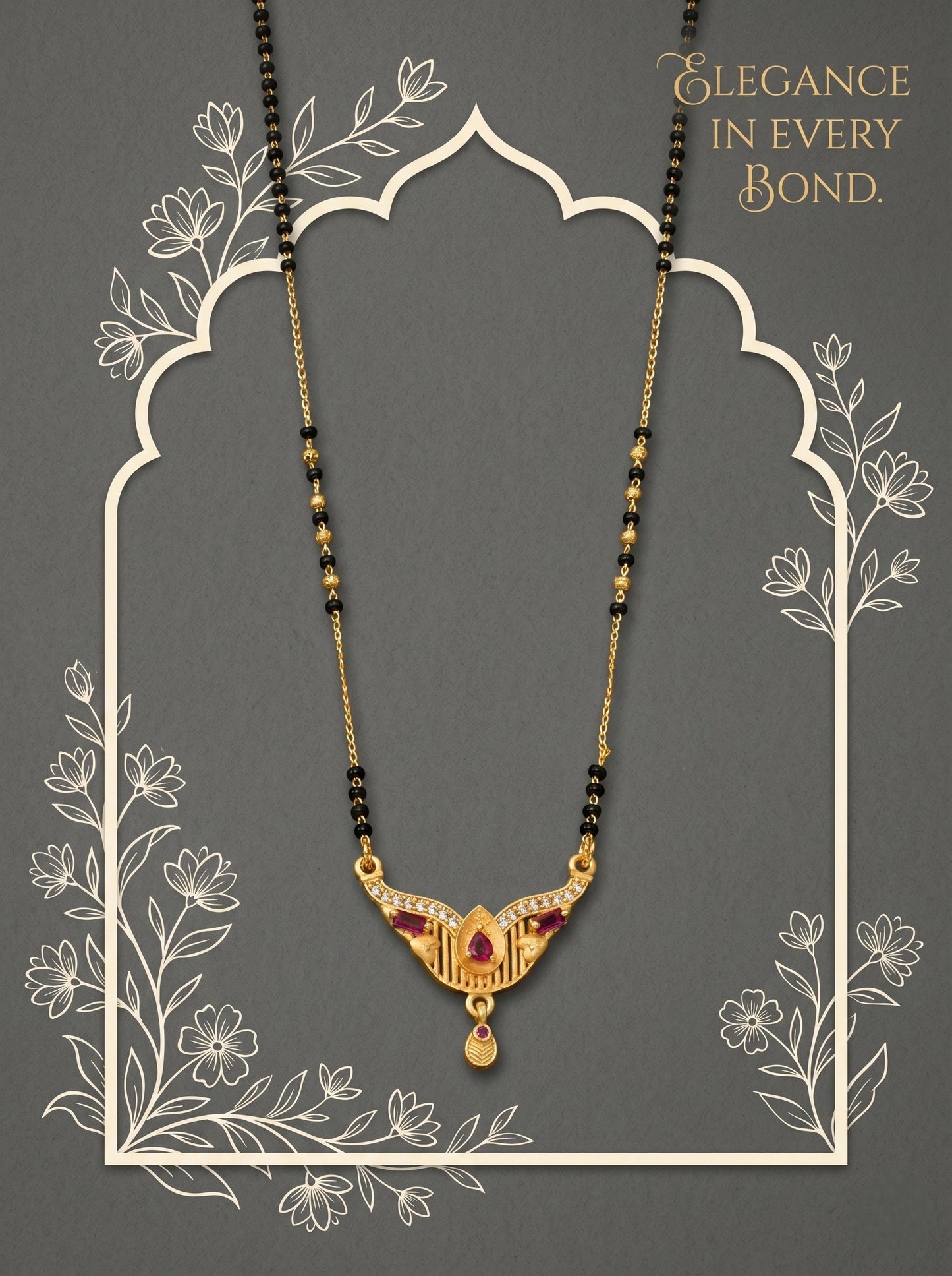 Gold-Toned Stone Studded Mangalsutra with Matching Earrings Combo Set