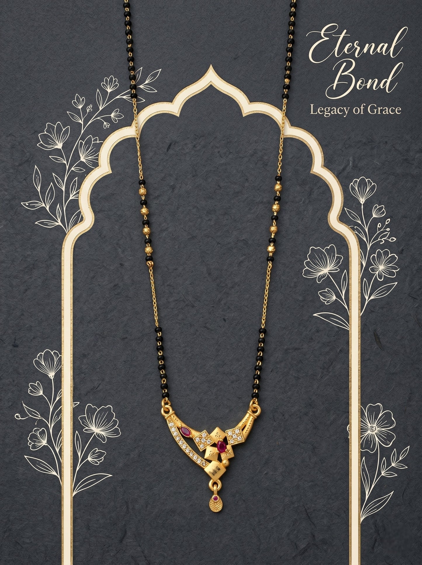 Gold-Toned Stone Studded Mangalsutra with Matching Earrings Combo Set