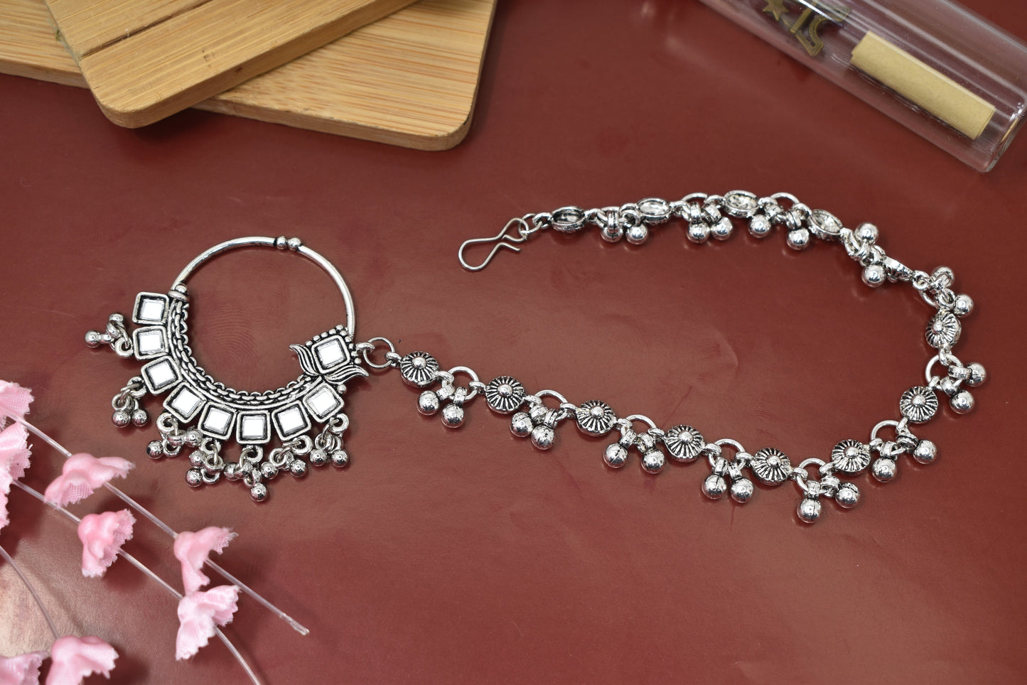 Nosepin,nosering,silver jewellery,nathuni,nosering for women,nosepin for wedding,antique nosepin,nose stud,navratri jewellery,garba jewellery