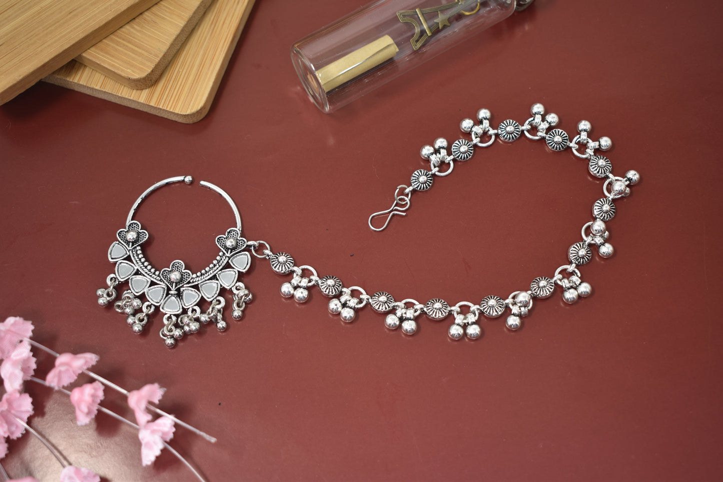 Nosepin,nosering,silver jewellery,nathuni,nosering for women,nosepin for wedding,antique nosepin,nose stud,navratri jewellery,garba jewellery