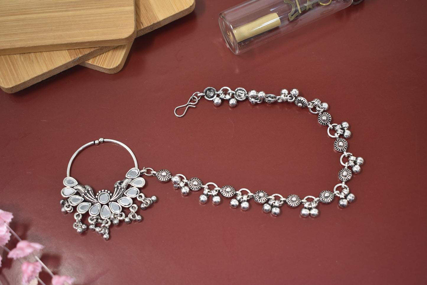 Nosepin,nosering,silver jewellery,nathuni,nosering for women,nosepin for wedding,antique nosepin,nose stud,navratri jewellery,garba jewellery