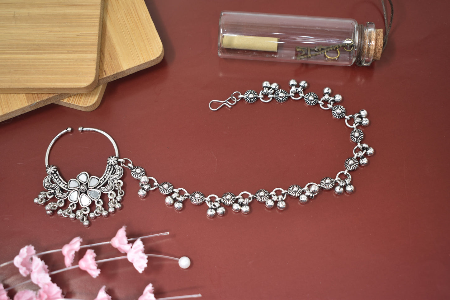 Nosepin,nosering,silver jewellery,nathuni,nosering for women,nosepin for wedding,antique nosepin,nose stud,navratri jewellery,garba jewellery