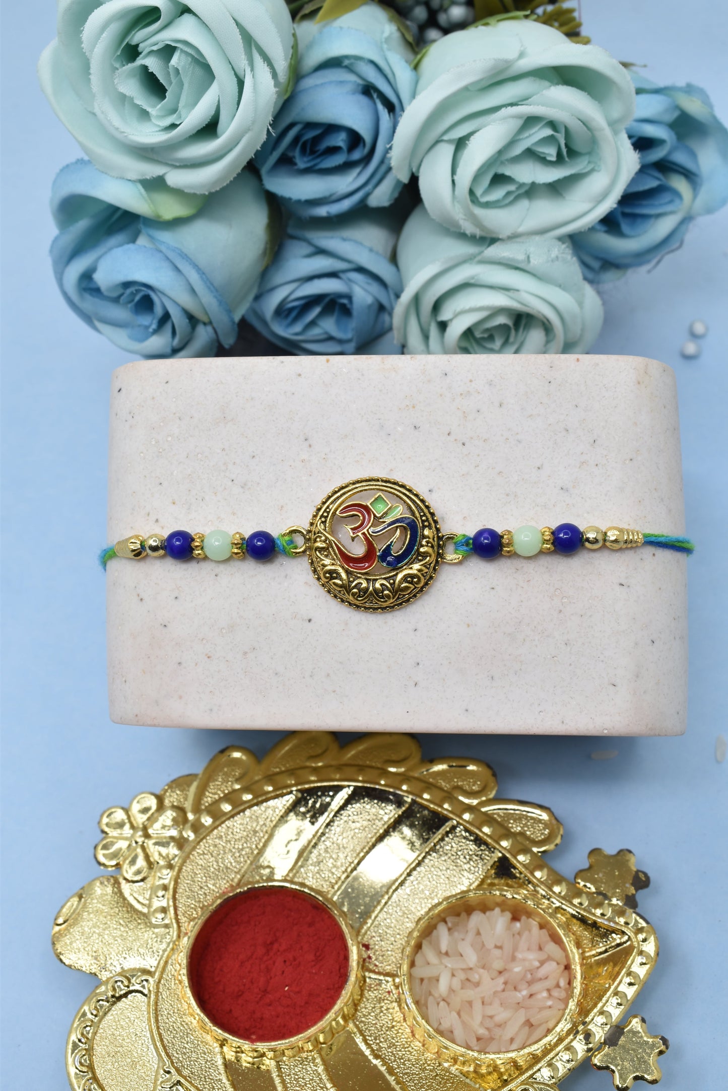 Spiritual OM Divine Multicolored Rakhis 1 Rakhi Made from Cotton Threds with Pack of Roli Chawal n Rakshabandhan Greetings Card |rakhi for brother|Bhaiya Rakhi | Kids rakhi |Rakhi for kids|Rakhi for Bhaiya